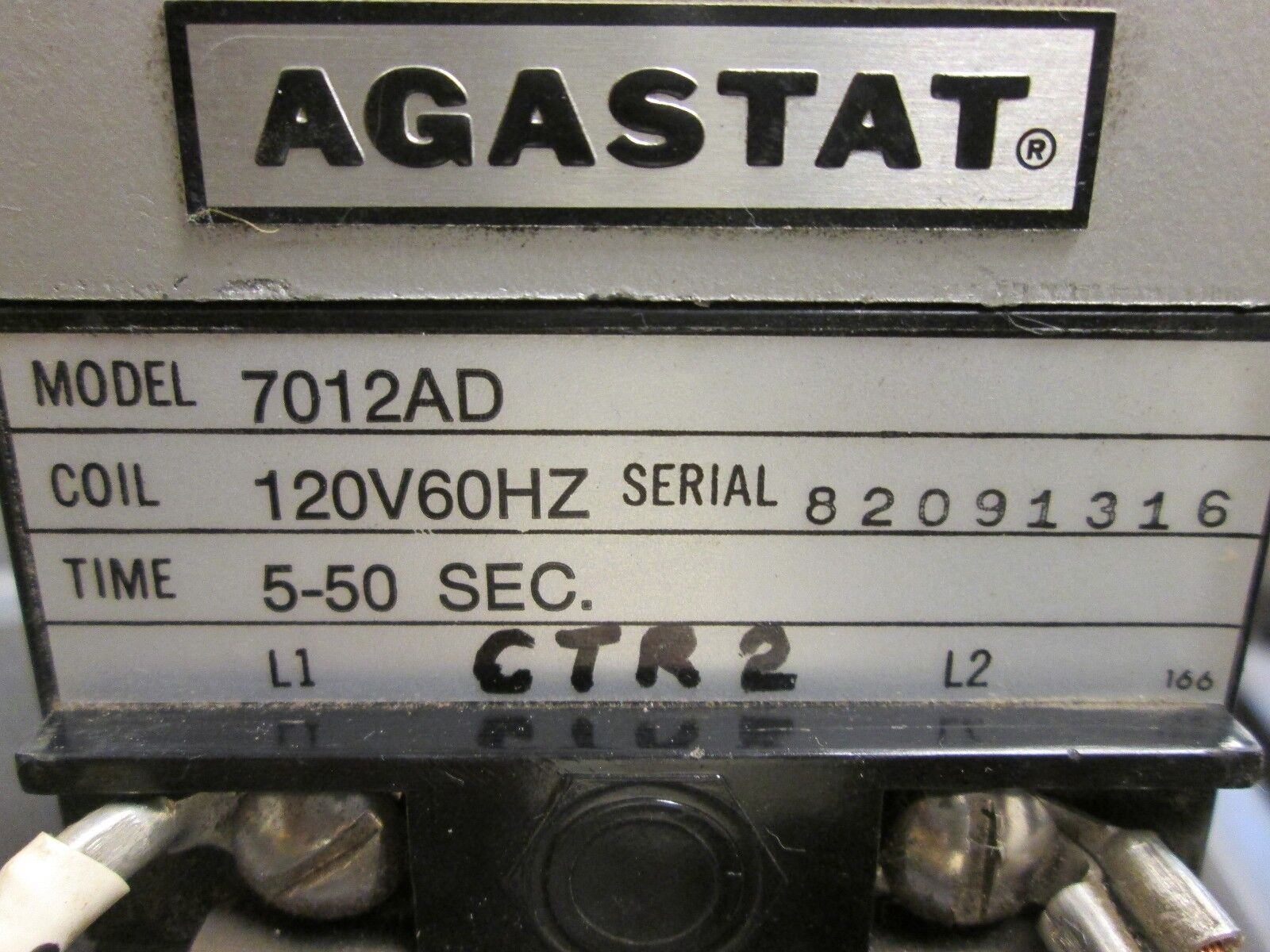 Agastat Timer 7012AD 5-50 Sec 120V Coil Used