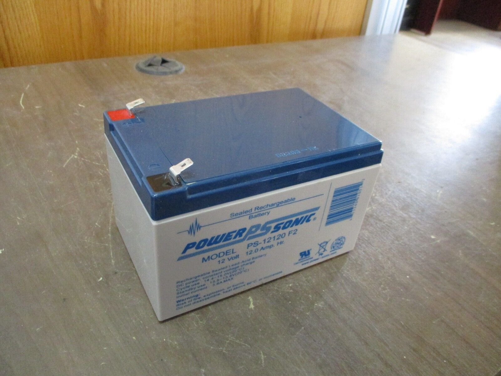 Power Sonic Sealed Rechargeable Battery PS-12120 F2 12VDC 12A-Hr Lead-Acid Used