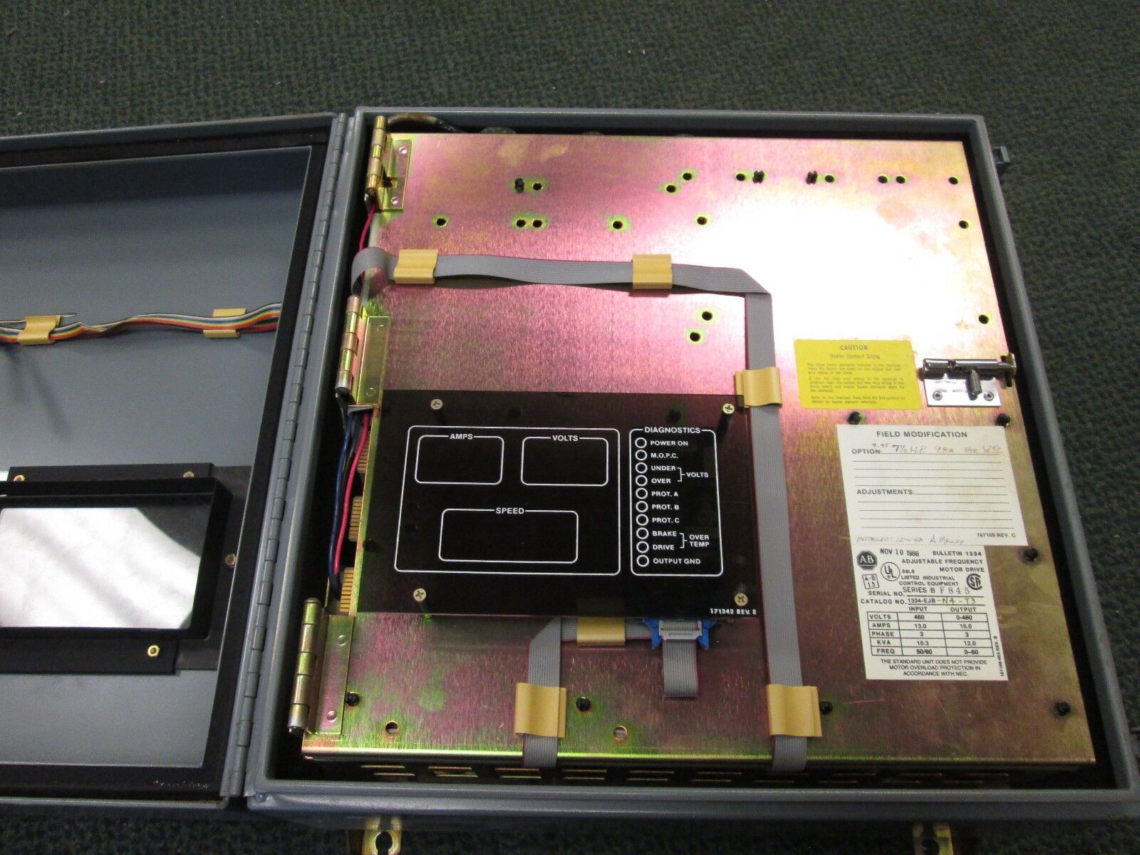 Allen-Bradley 1334 AC Drive 1334-EJB-N4-T3 15HP 3Ph Out: 0-460V 15A 12KVA Used