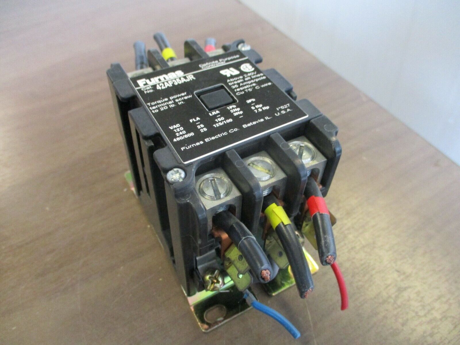 Furnas Definite Purpose Contactor 42AF35AJR 24V Coil 25A 600V Used