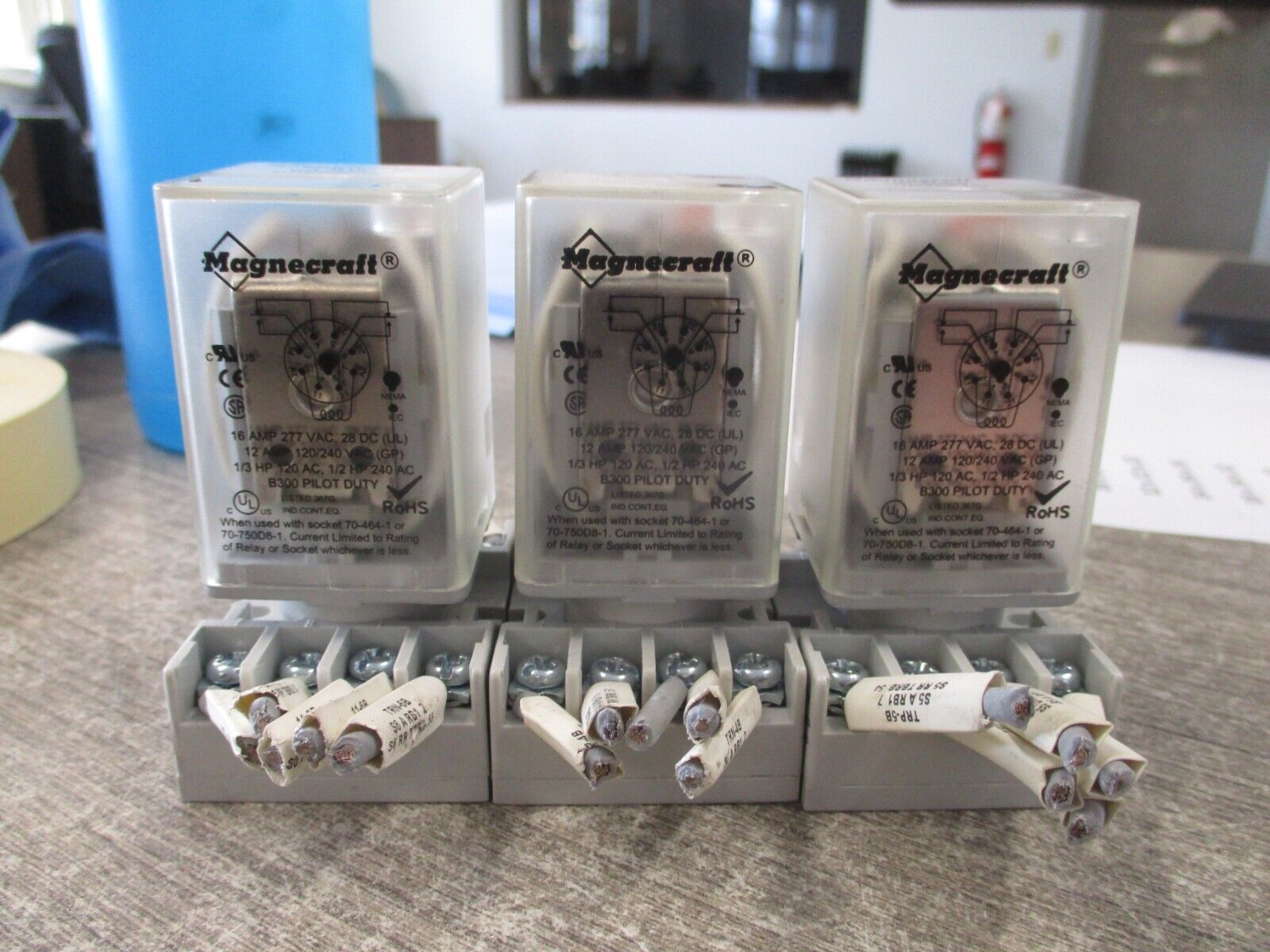 Magnecraft Relay w/Base 750XBXC 24VDC Coil Lot of 3 Used