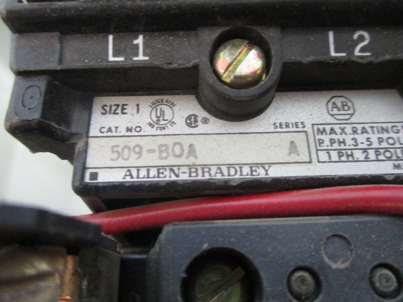 Allen-Bradley Enclosed Size 1 Starter 509-BOA Ser. A 230-240V Coil 27A 600V Used