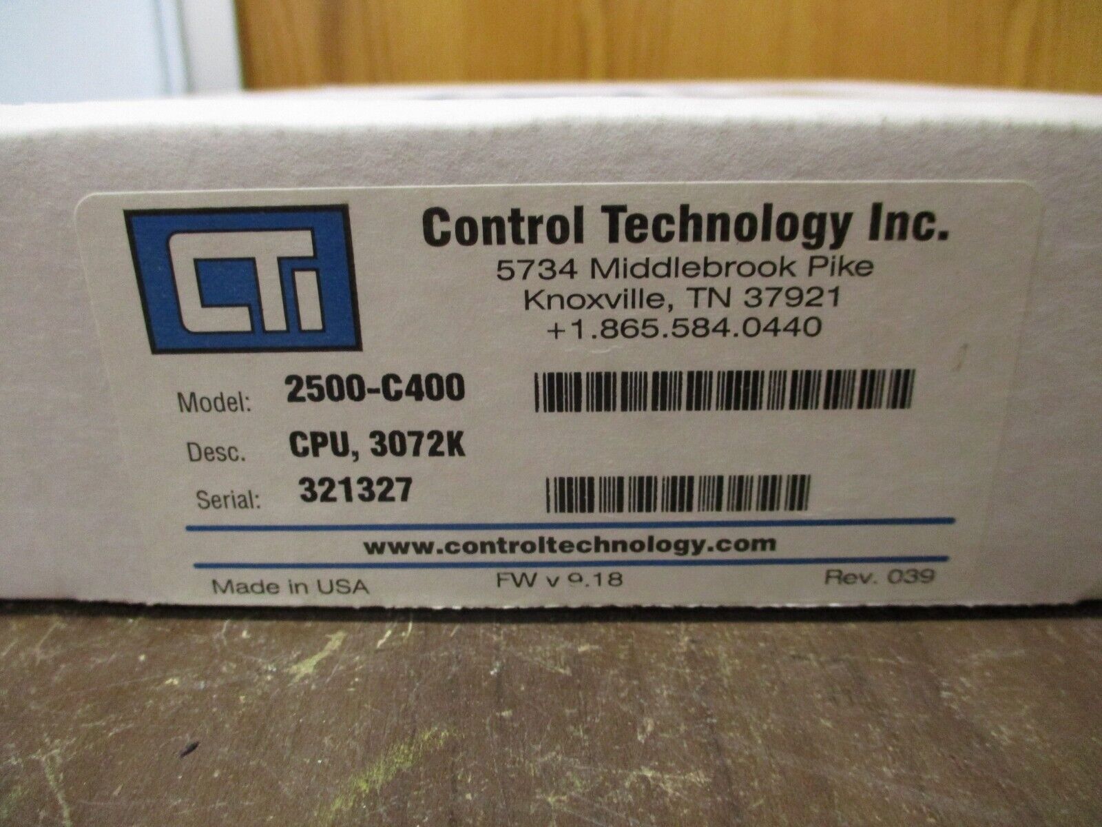 Control Technology 3072K CPU Module 2500-C400 Rev. 039 FW: V9.18 New Surplus