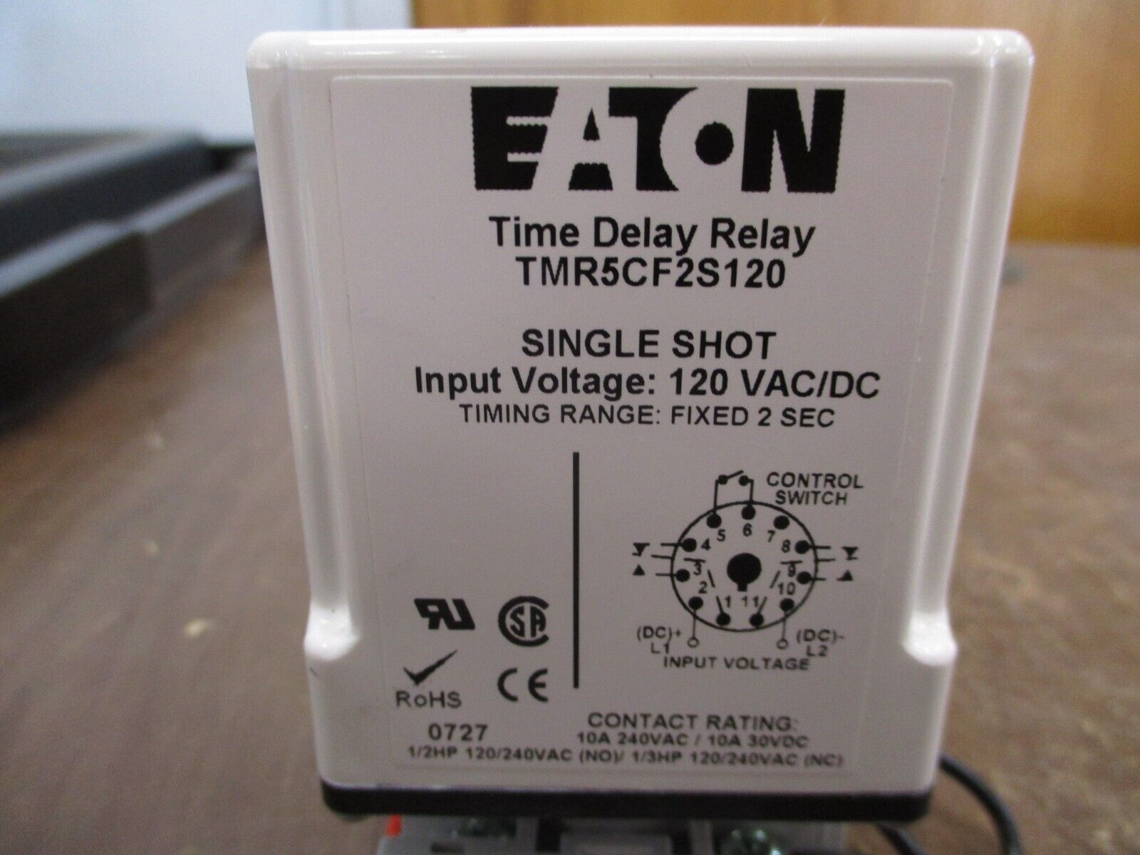 Eaton Time Delay Relay TMR5CF2S120 120V AC/DC Delay: Fixed 2 Sec w/ Base Used