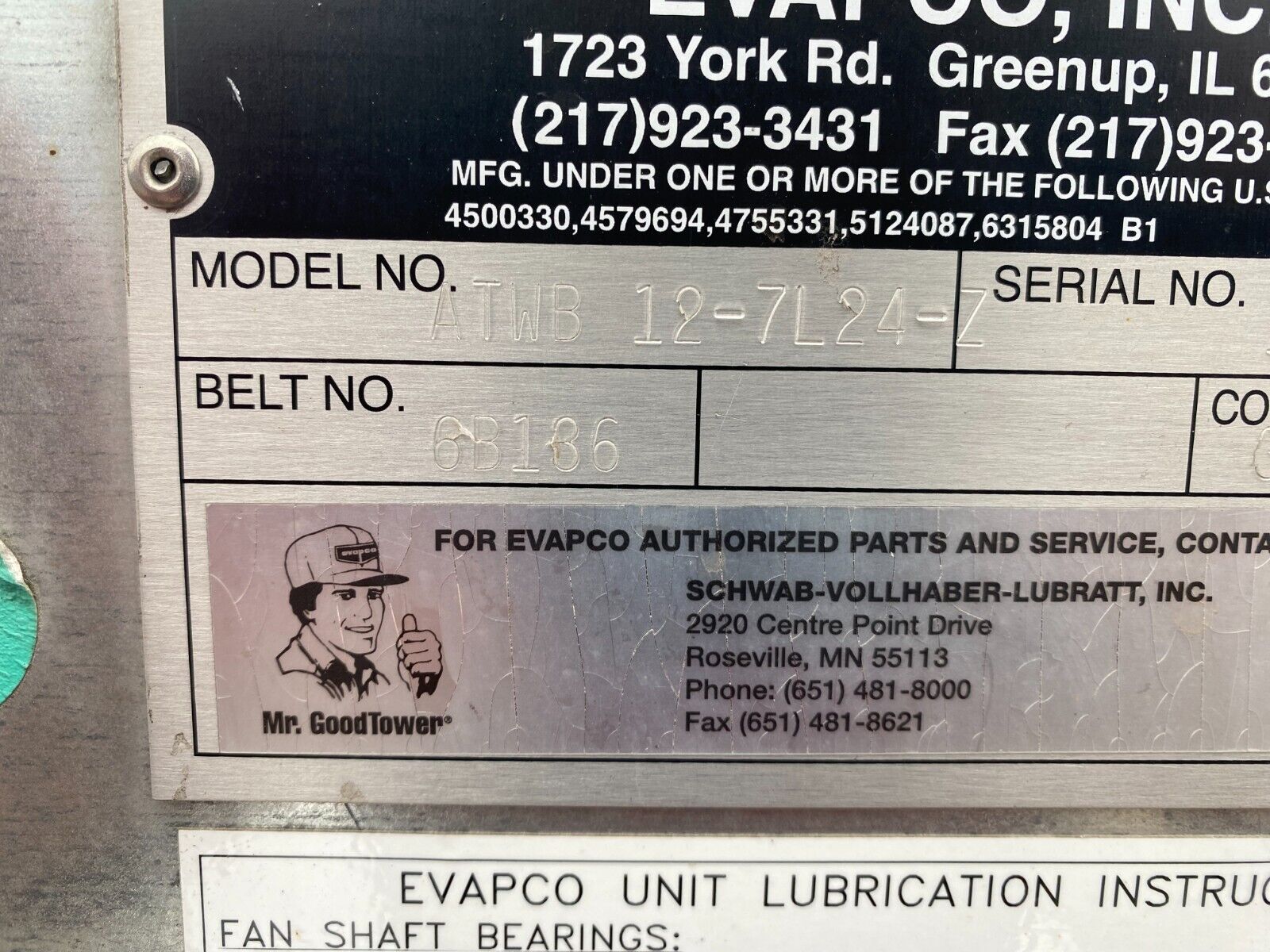 Evapco ATWB Closed Loop Cooling Tower ATWB 12-7L24-Z, 500 Ton, MFD 2019