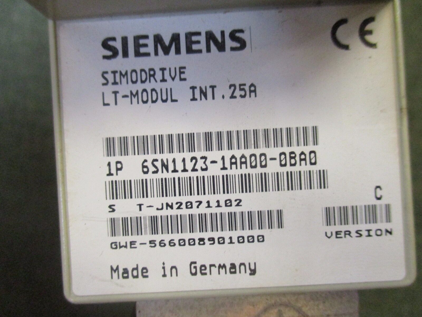 Siemens Simodrive LT-Modul Int.25A 1P 6SN1123-1AA00-0BA0 1-Axis Used