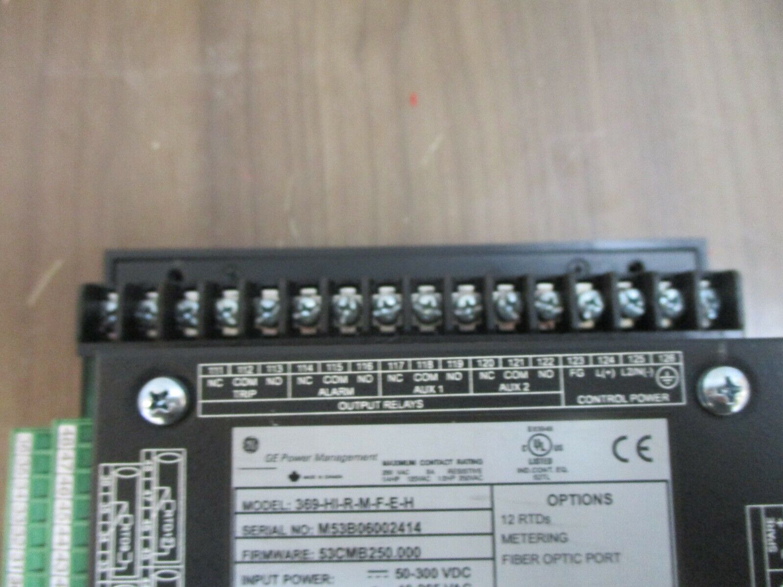 GE 369 Motor Management Relay 369-HI-R-M-F-E-H F/W: S3CMB250.000 50-300VDC Used