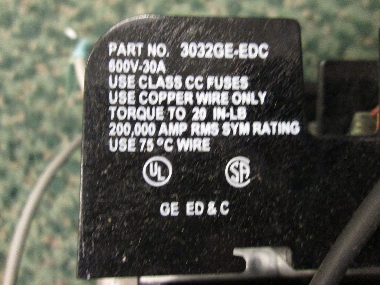 GE Transformer 9T58K0501G30 .060KVA Pri 480V Sec 120V 1Ph Used