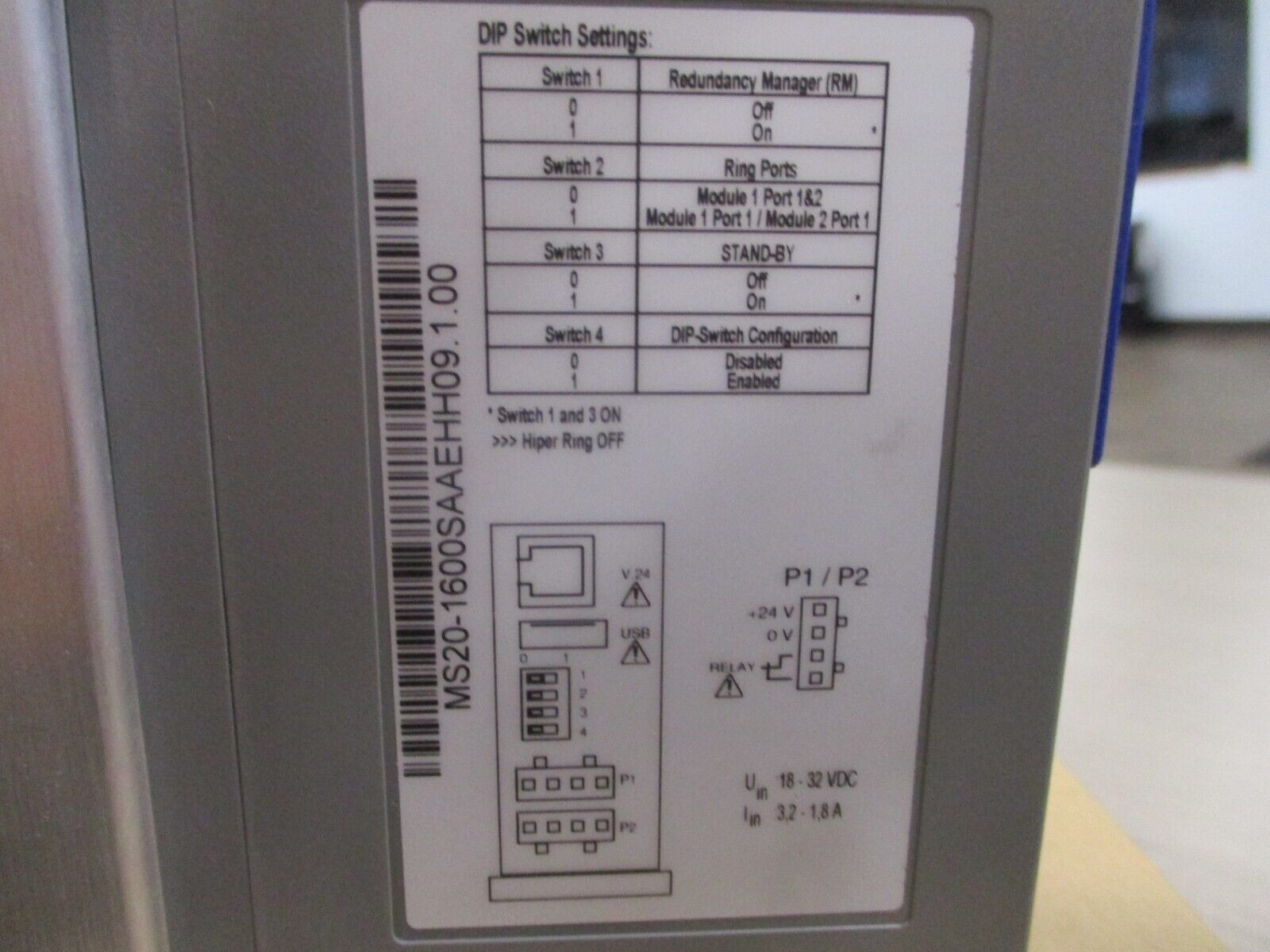 Hirschmann Industrial Ethernet Switch Backplane MS20-1600SAAE New Surplus