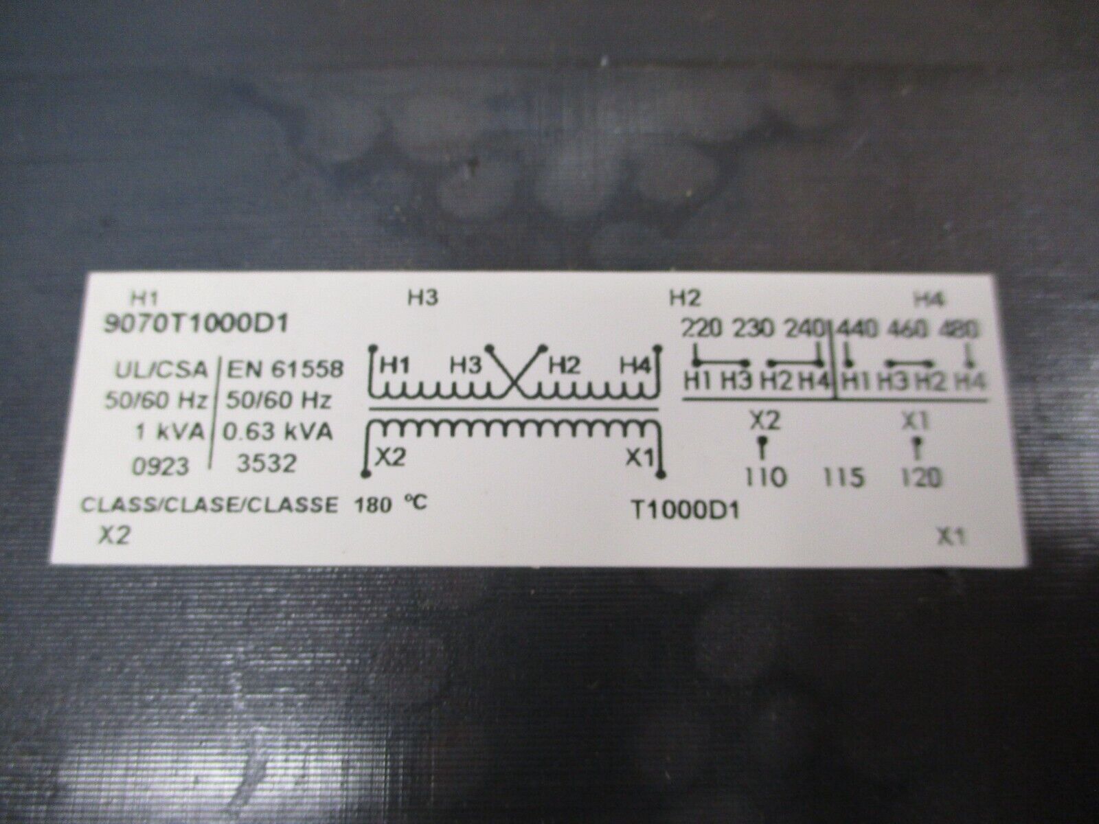 Square D Control Transformer 9070T1000D1 1KVA Pri: 240/480V Sec: 120V 1Ph
