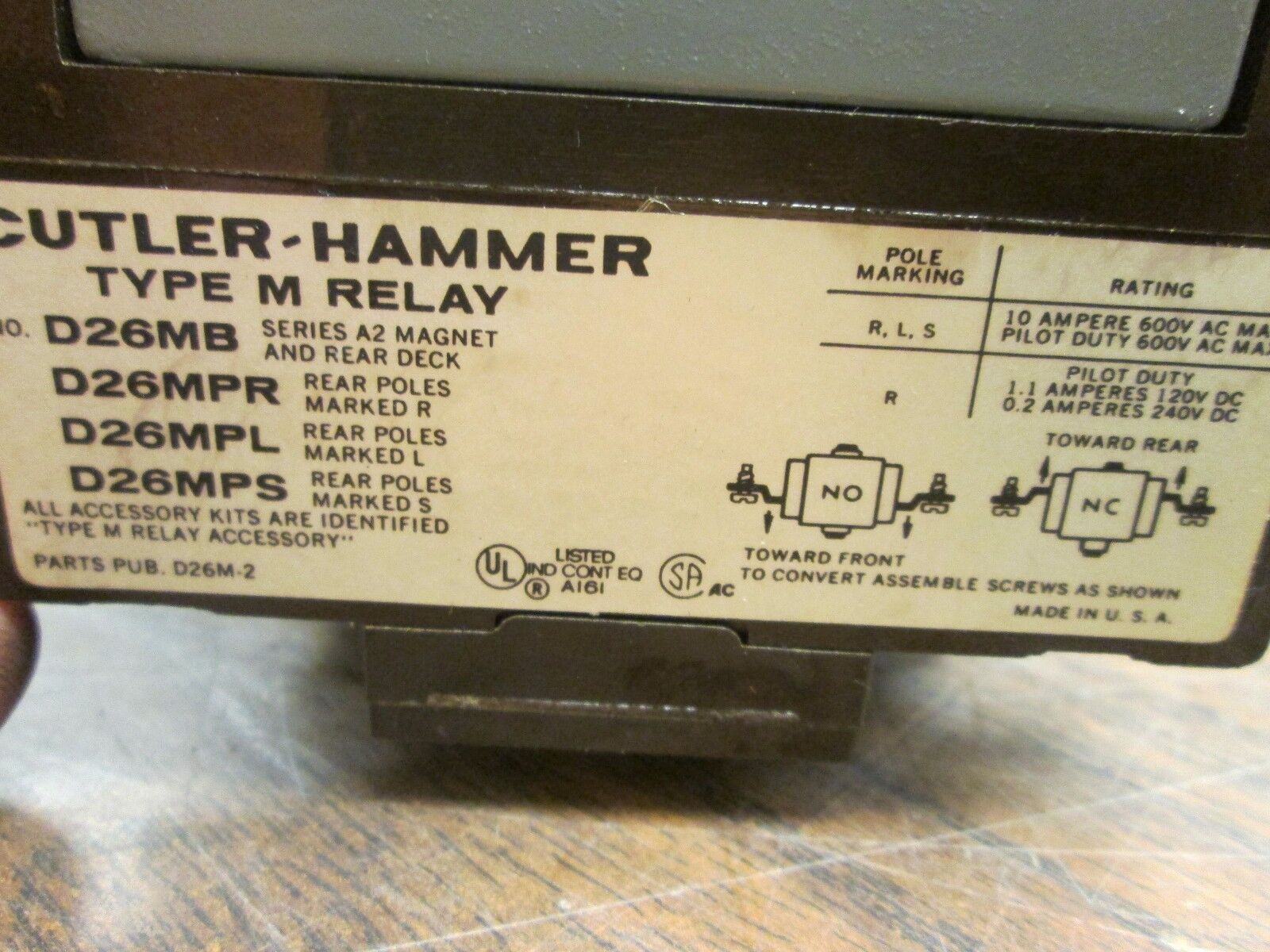 Cutler-Hammer Type M Relay D26MB 120V Coil *Lot of 2* Used