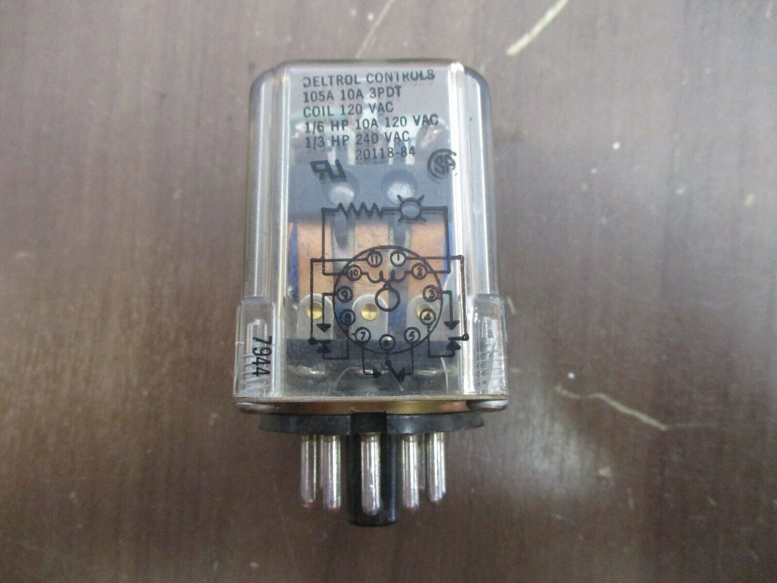 Deltrol Controls Relay 105A 10A 3PDT 120V Coil *No Base* *Lot of 4* Used