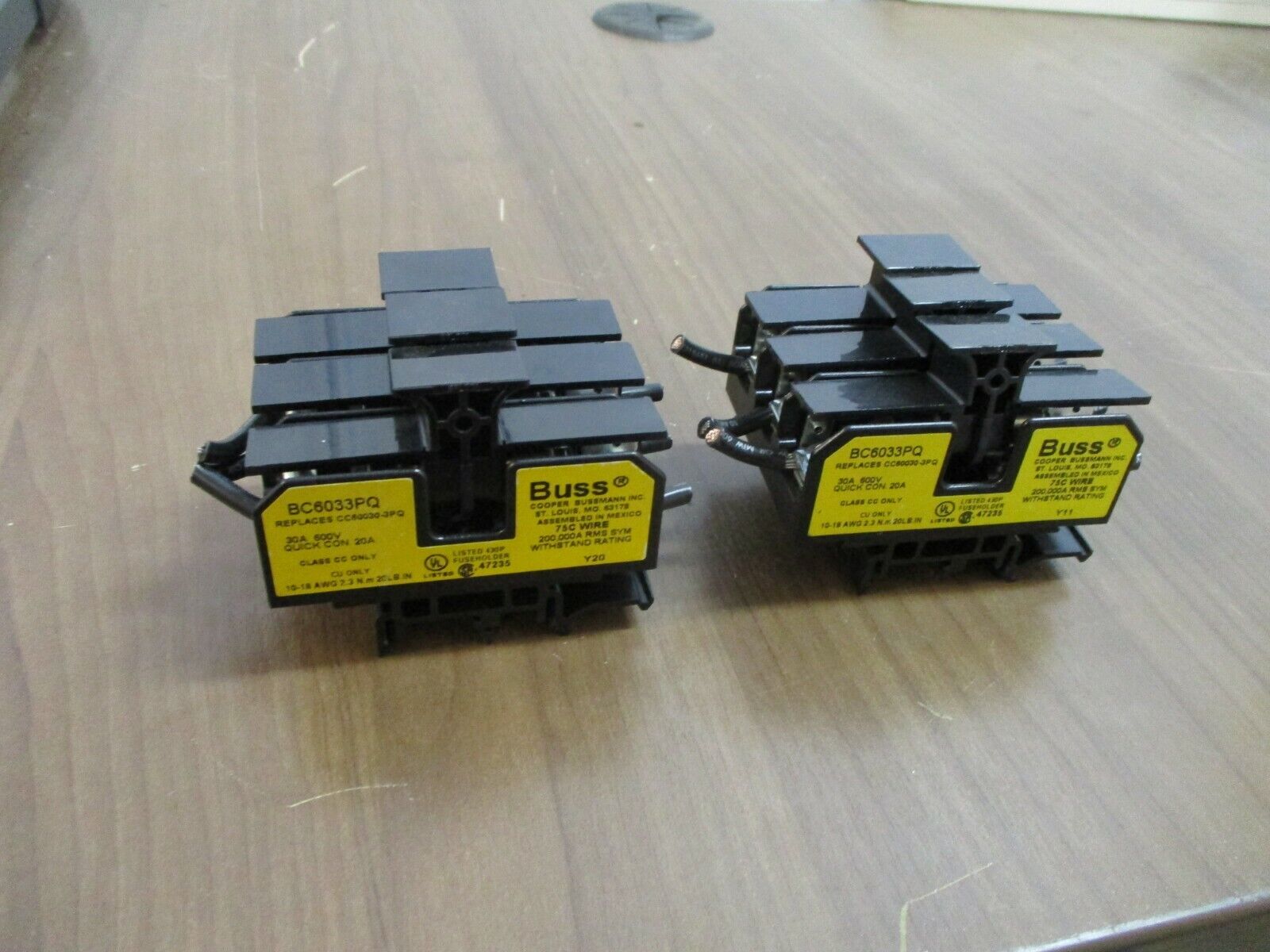 Buss Fuseholder BC6033PQ 30A 600V 3P *Lot of 2* Used