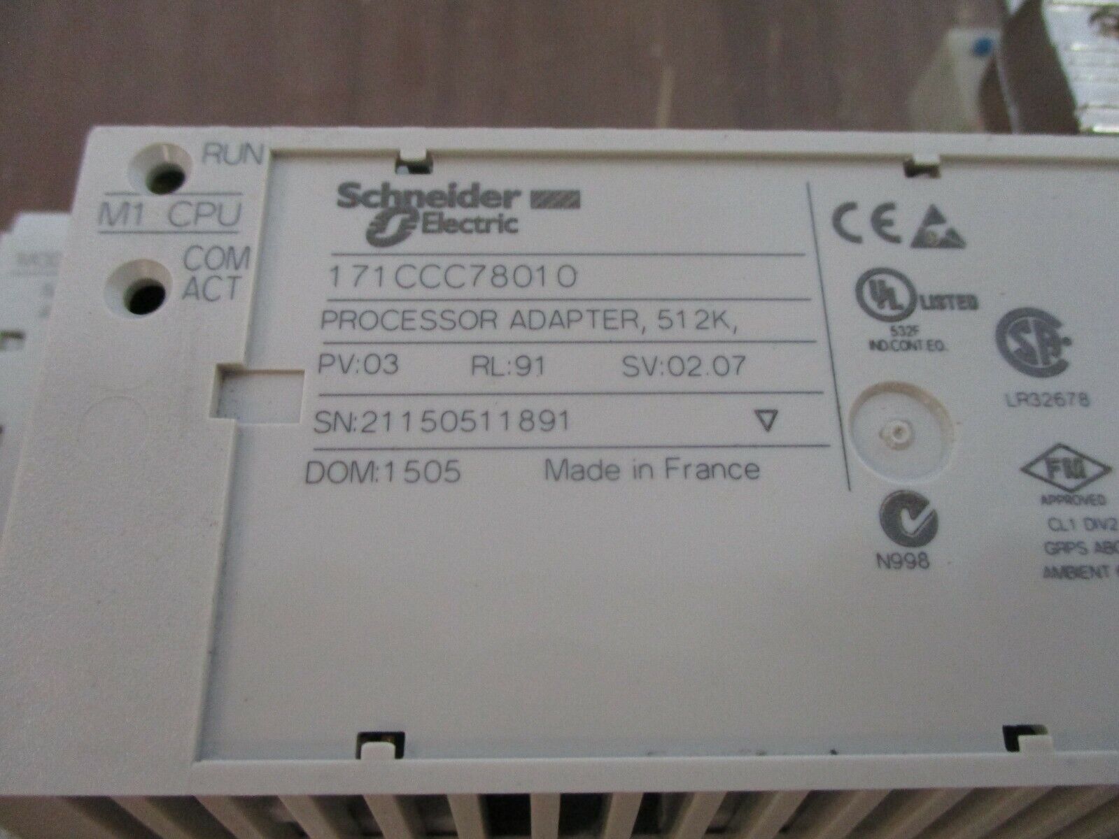 Schneider Electric TSX Momentum Processor w/ I/O Base 171CCC78010 512K, Used
