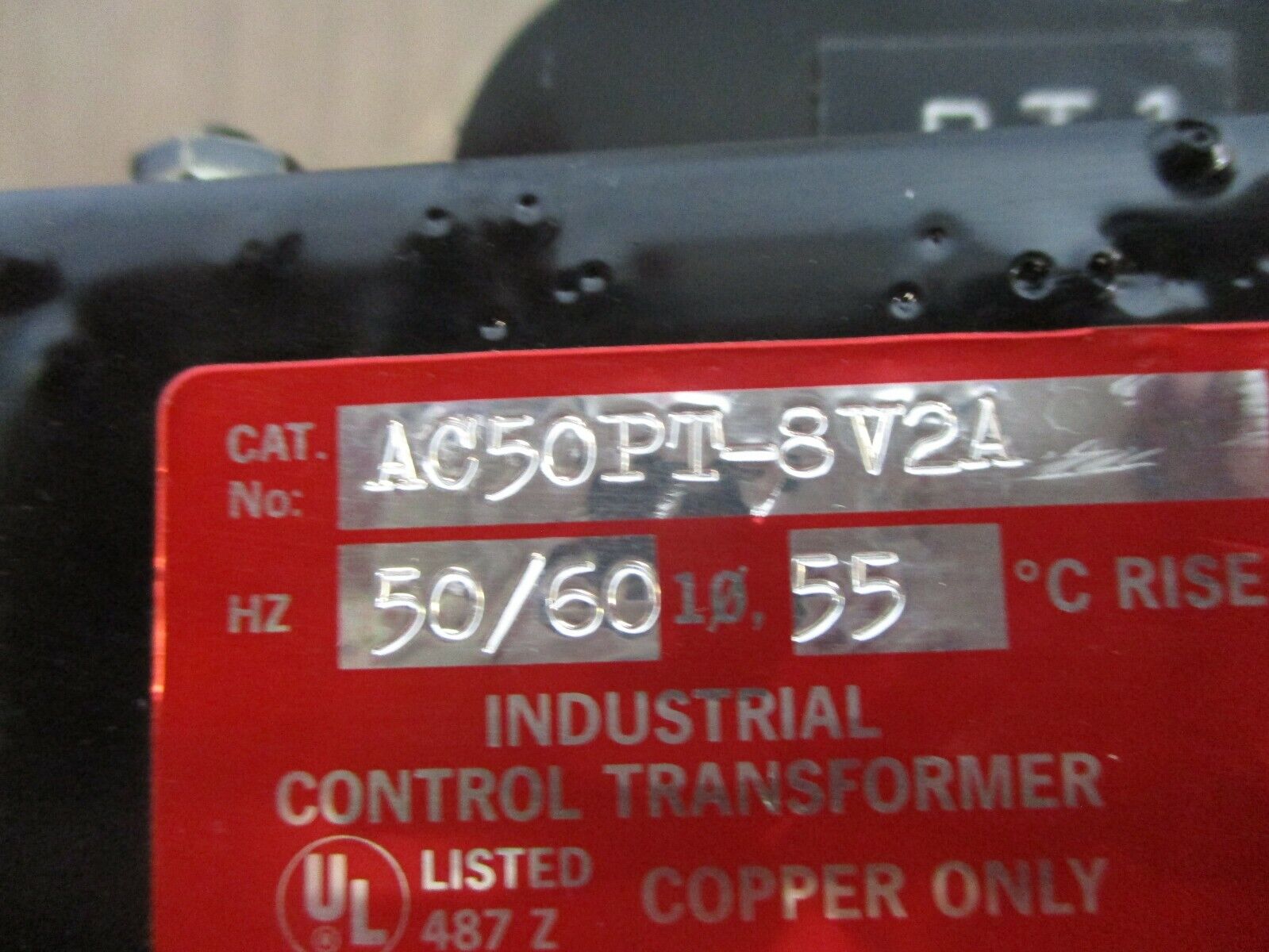 Tierney Control Transformer AC50PT-8V2A 50VA Pri: 480V Sec: 120V Used