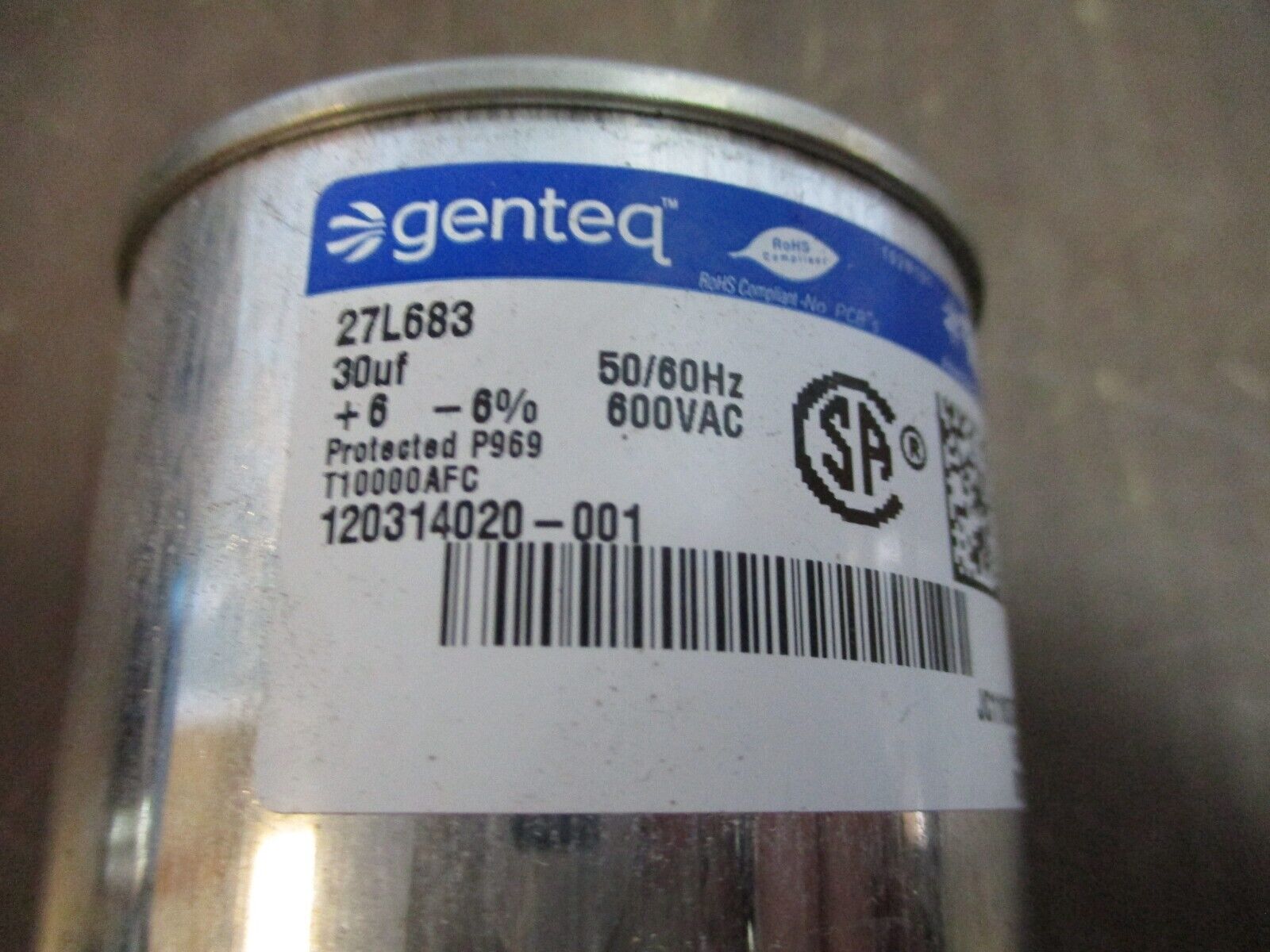 Genteq Capacitor 27L683 30uF 600VAC 50/60Hz Used