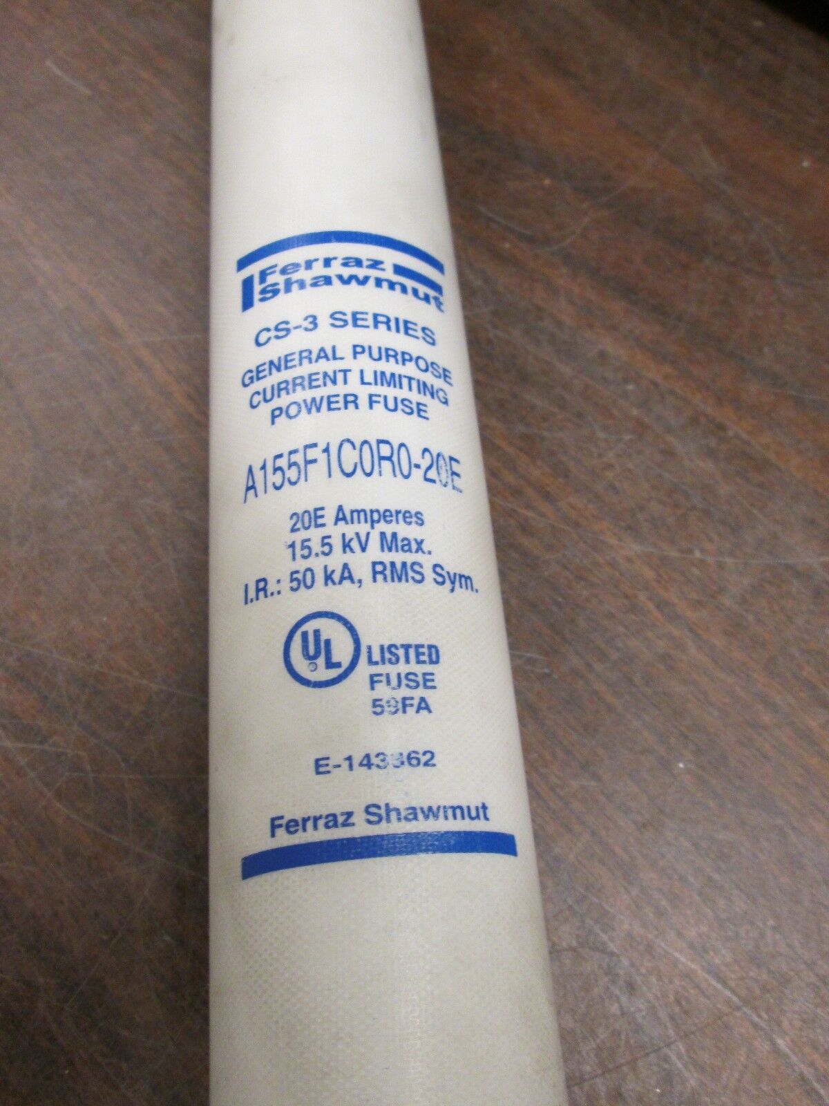 Ferraz Shawmut Amp-Trap Fuse A155F1C0R0-20E 20A 15.5KV New Surplus - no box