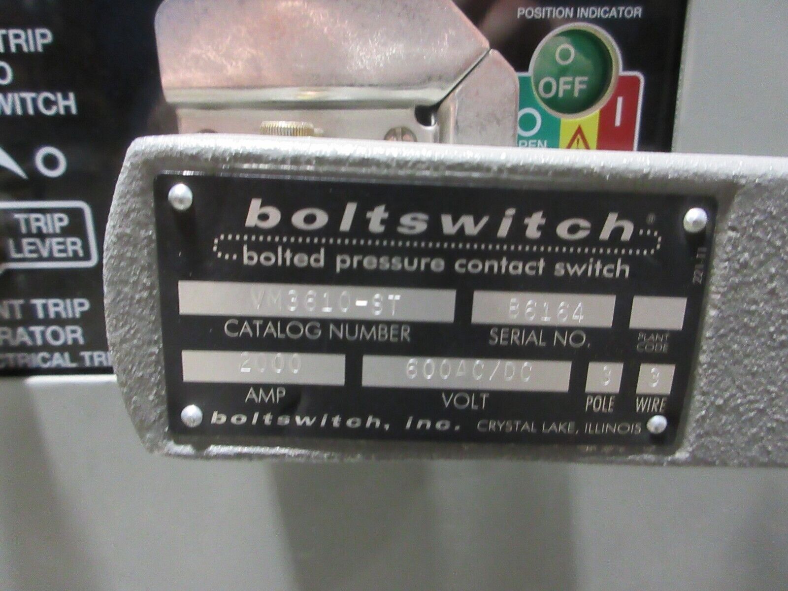 Boltswitch Bolted Pressure Contact Switch EVM3610-ST 2000A 600V 3P 3W Used