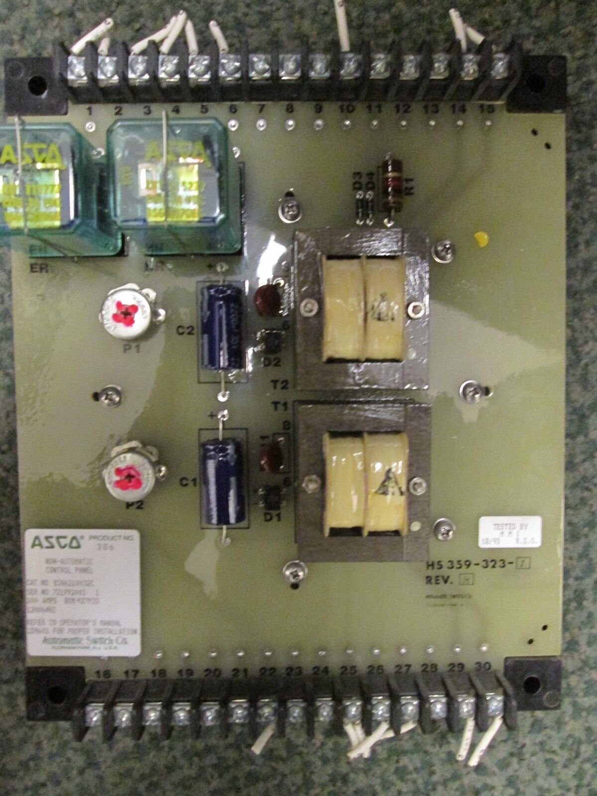 ASCO Non-Automatic Control Panel B386210032C 100A 120V Used