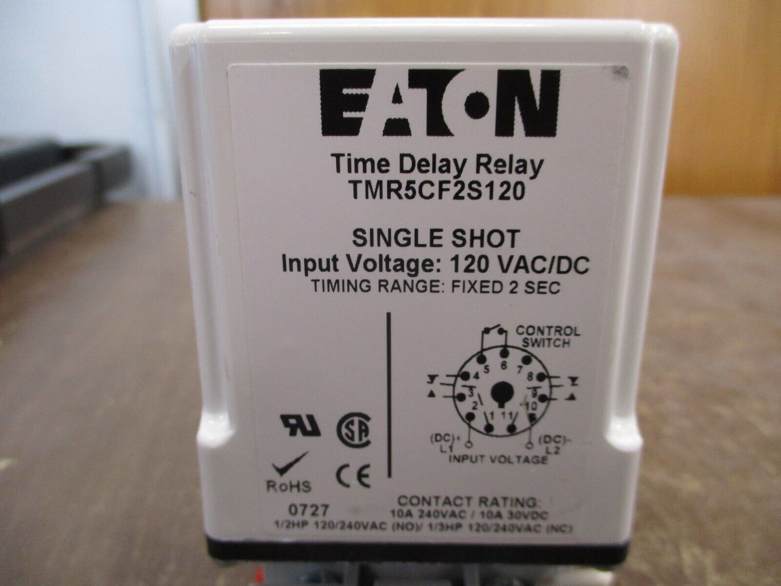 Eaton Time Delay Relay TMR5CF2S120 120V AC/DC Delay: Fixed 2 Sec w/ Base Used