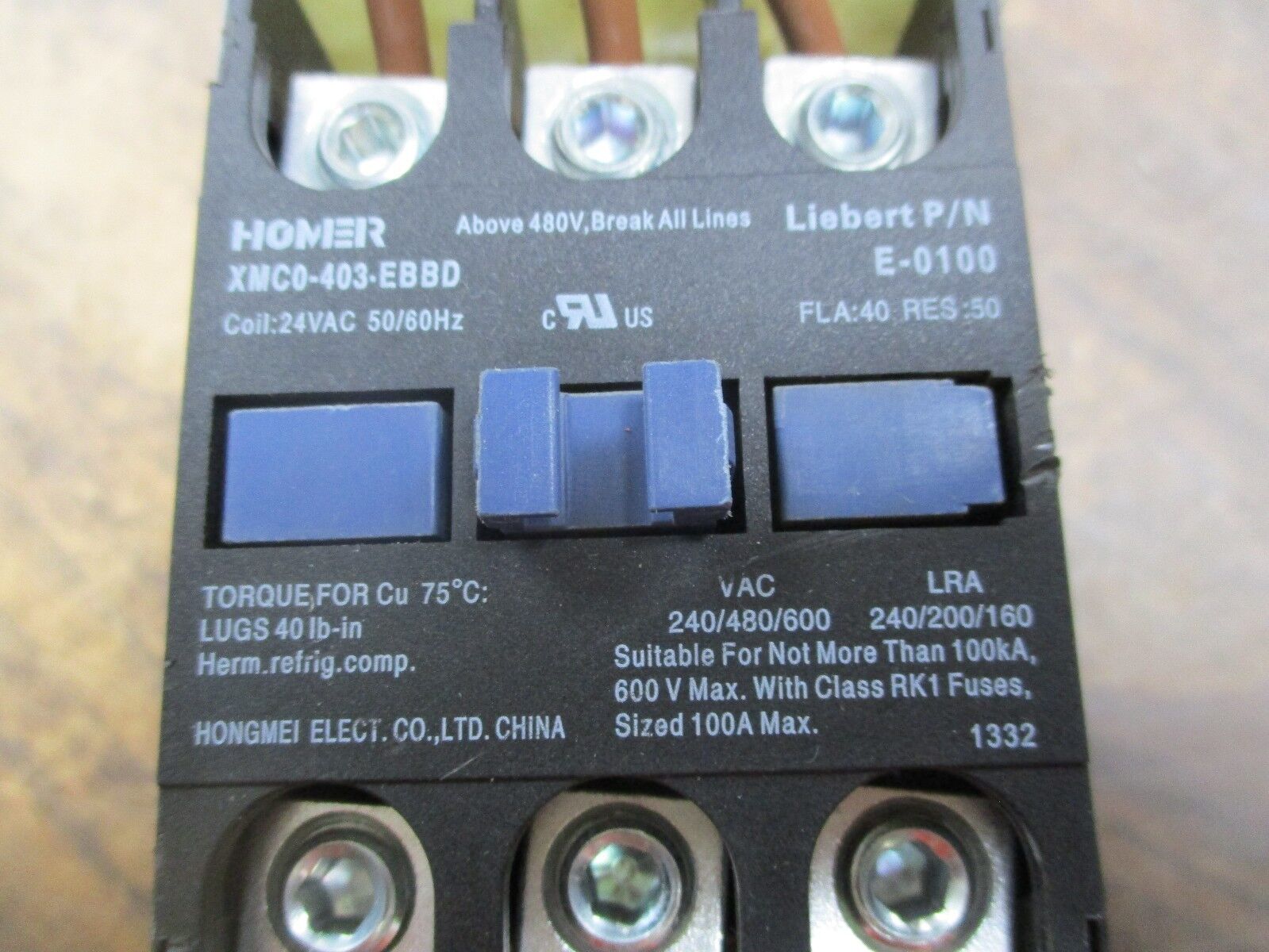 Homer Contactor XMC0-403-EBBD 24V Coil 40A 600V Used