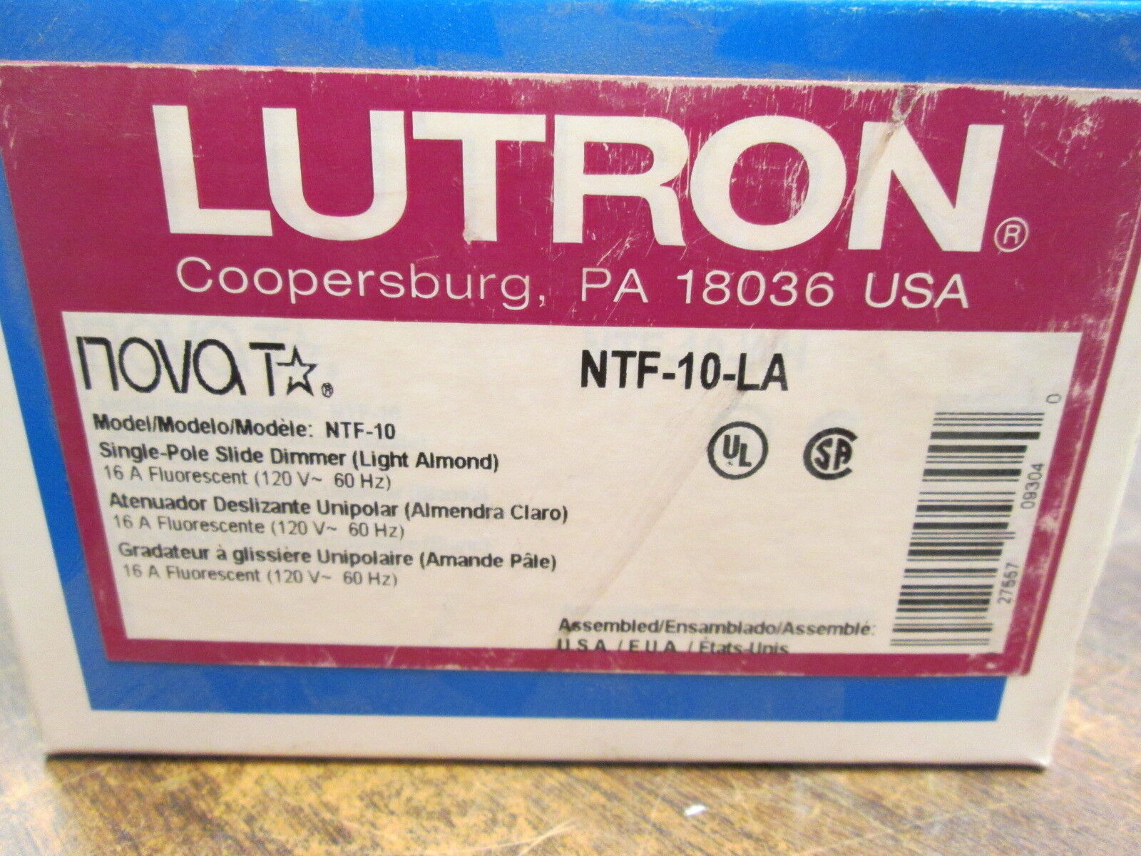 Lutron Nova T Single-Pole Slide Dimmer NFT-10-LA 120V 60Hz 16A New Surplus
