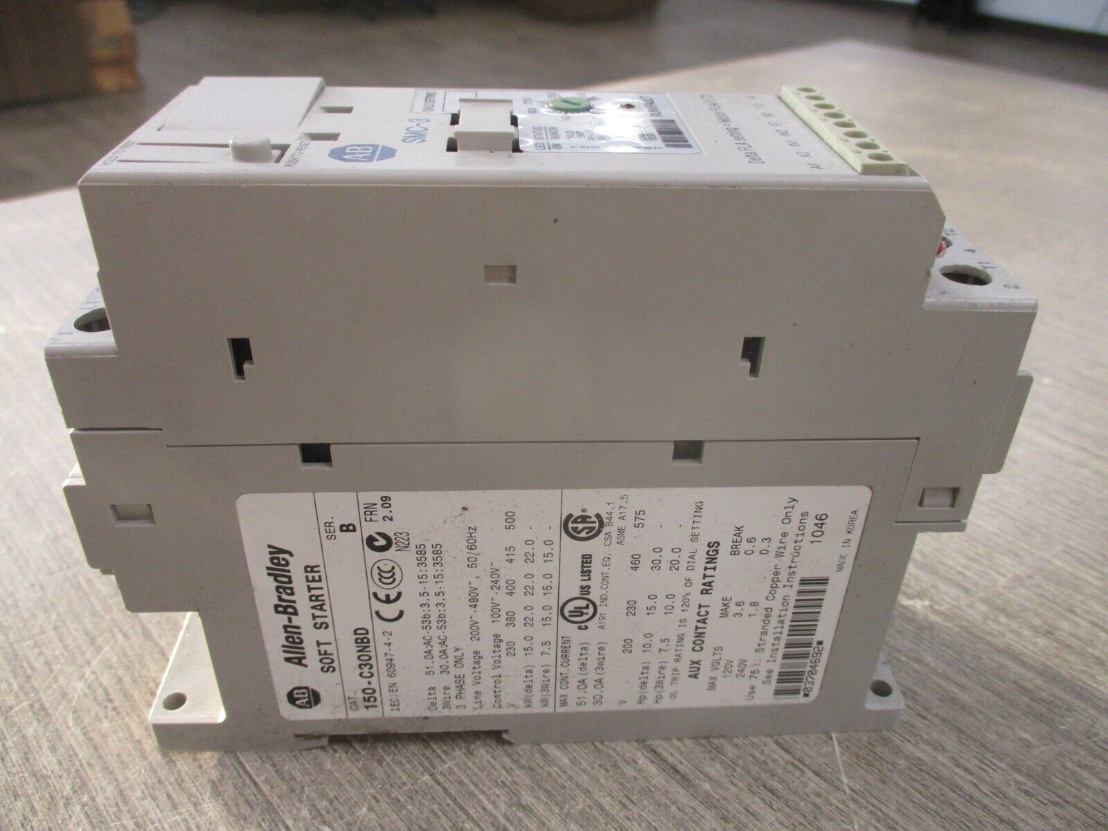 Allen-Bradley SMC-3 Soft Start 150-C30NBD Ser. B FRN 2.09 Used