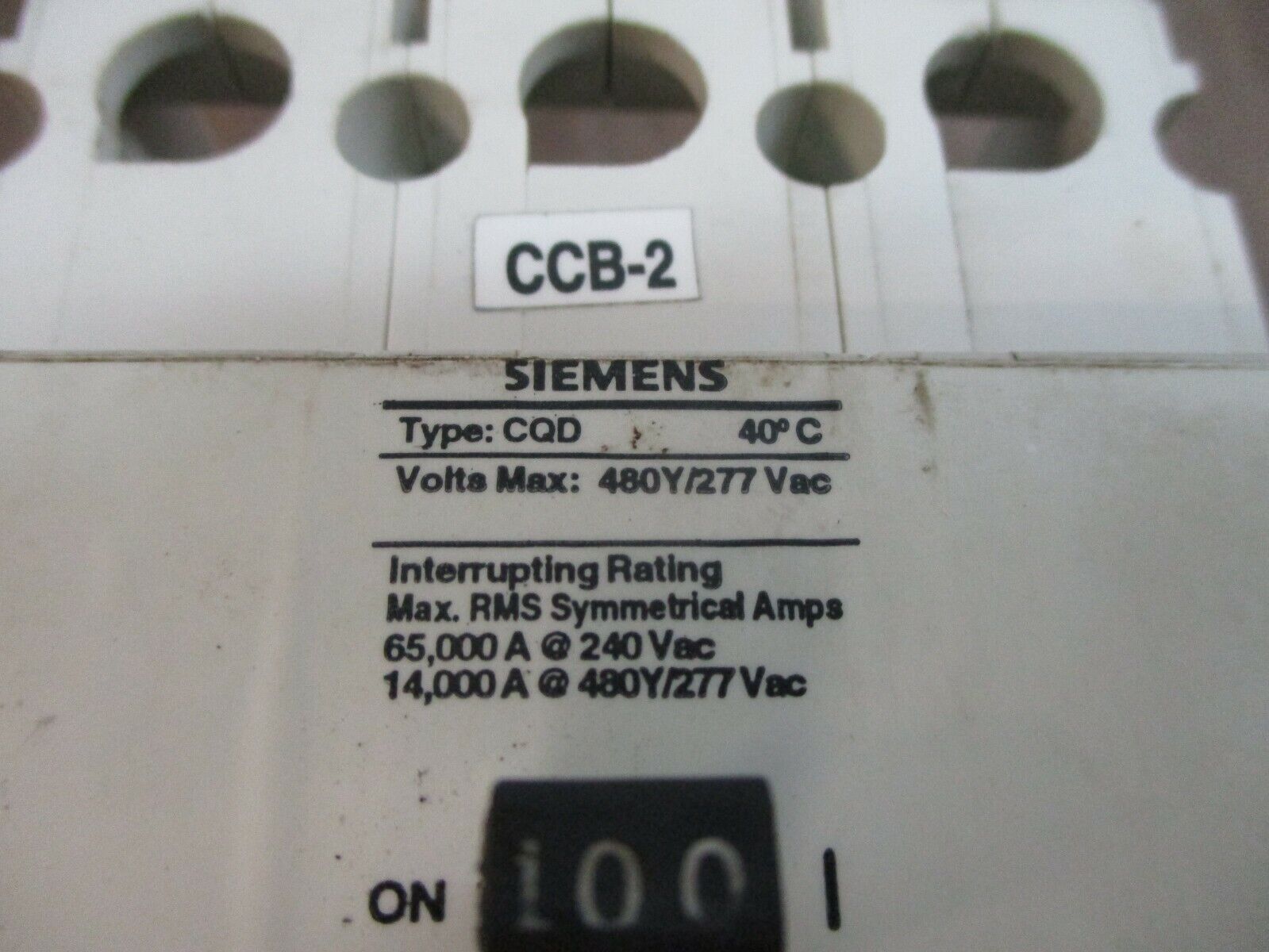 Siemens Circuit Breaker CQD3100 100A 480Y/277V 3P Used