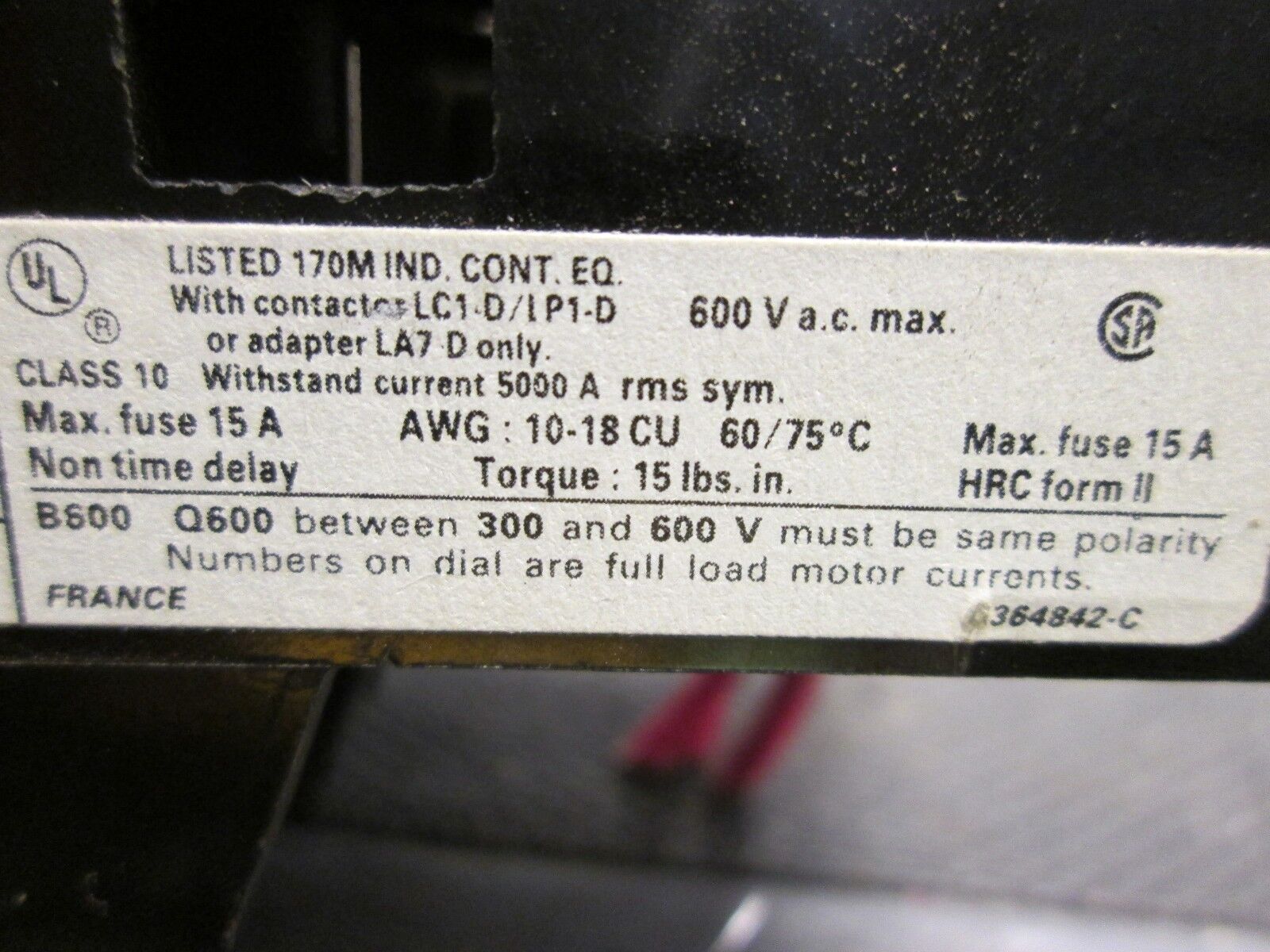 Telemecanique Starter LR1-D09306 LC1-D0910 120V Coil