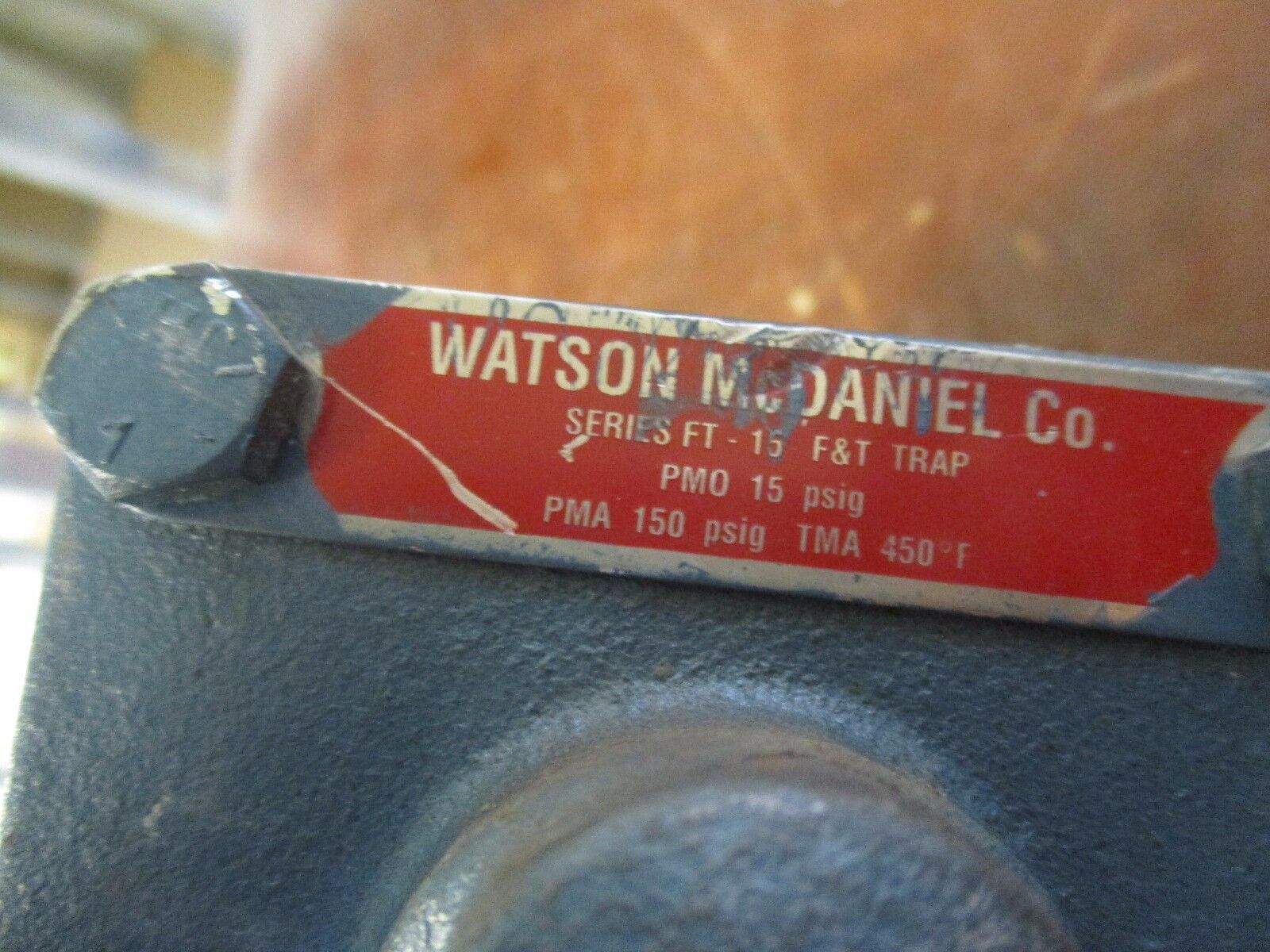Watson McDaniel F&T Trap FT-15 PMO: 15 PSIG PMA: 150 PSIG Used