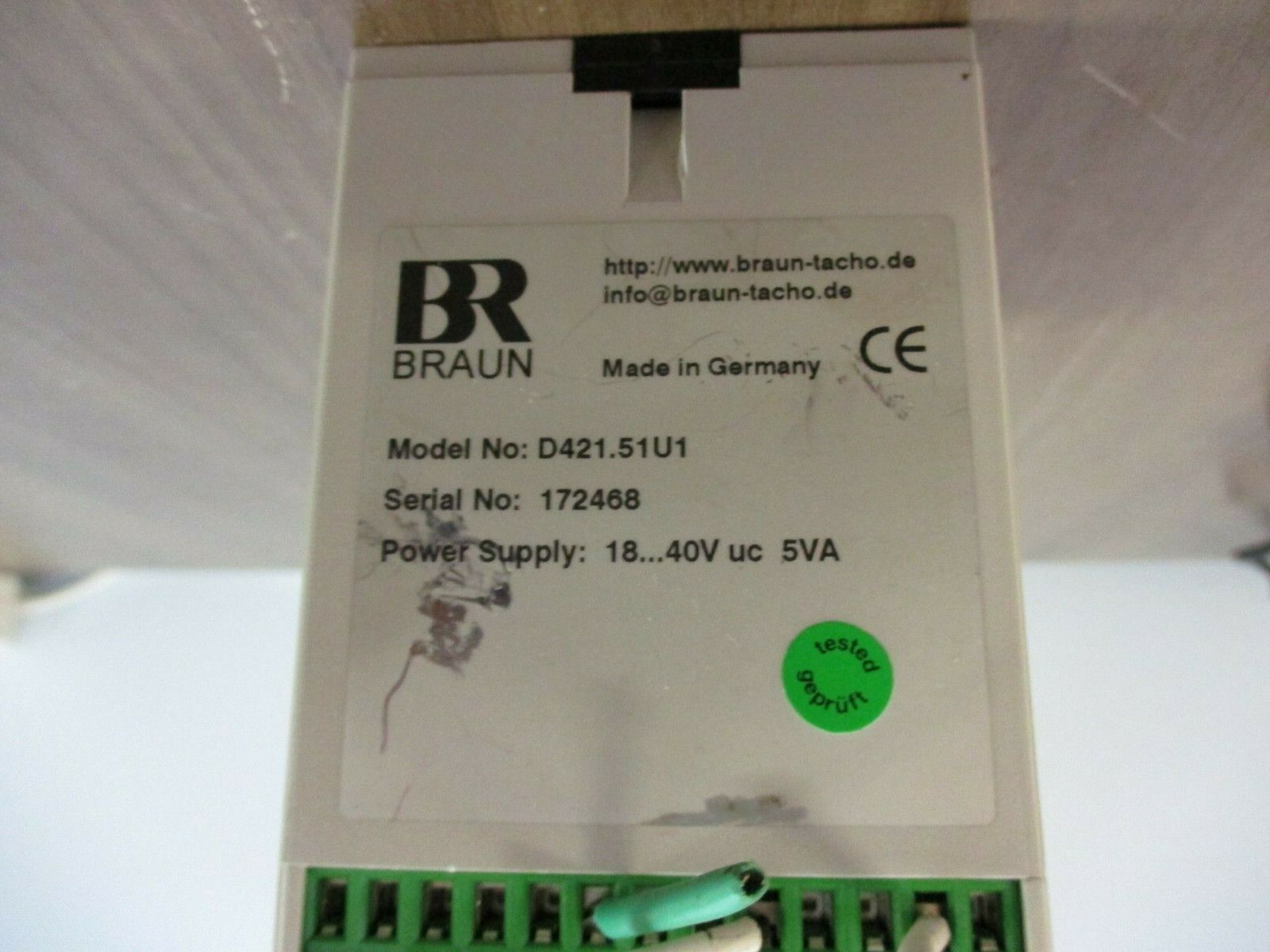 Braun Speed Monitor D421.51U1 18-40V 5VA Used