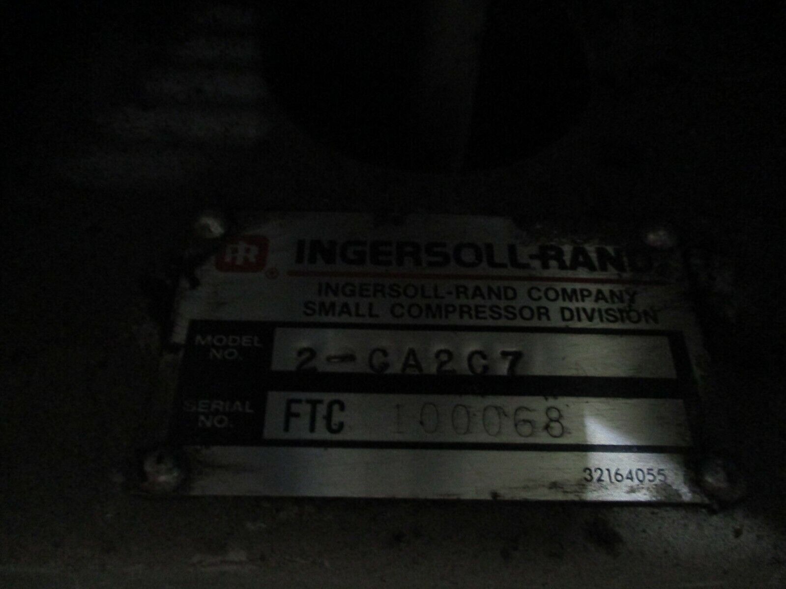 Ingersoll-Rand 2-Stage Air Compressor 2-CA2C7 3/4HP x 2 150PSI 208-230/460V Used