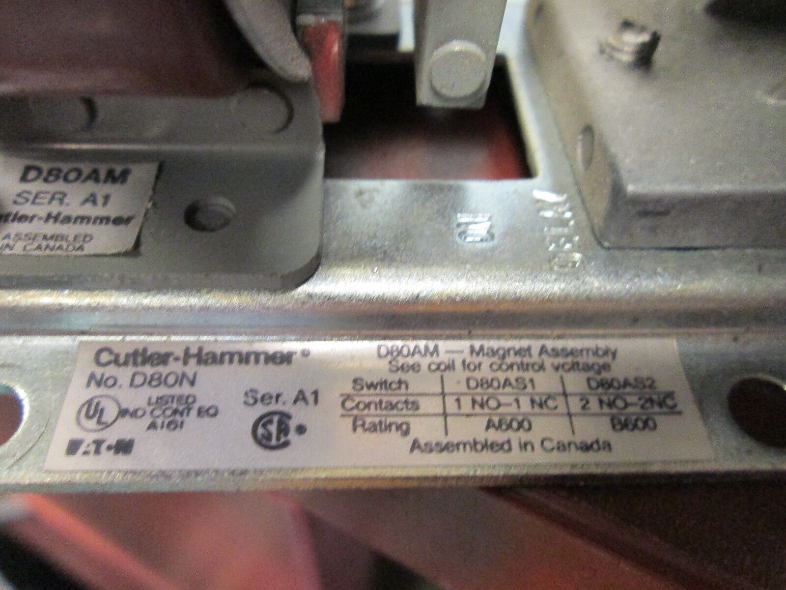 Cutler-Hammer Pneumatic Timer D80N D80AM 120V Coil Used