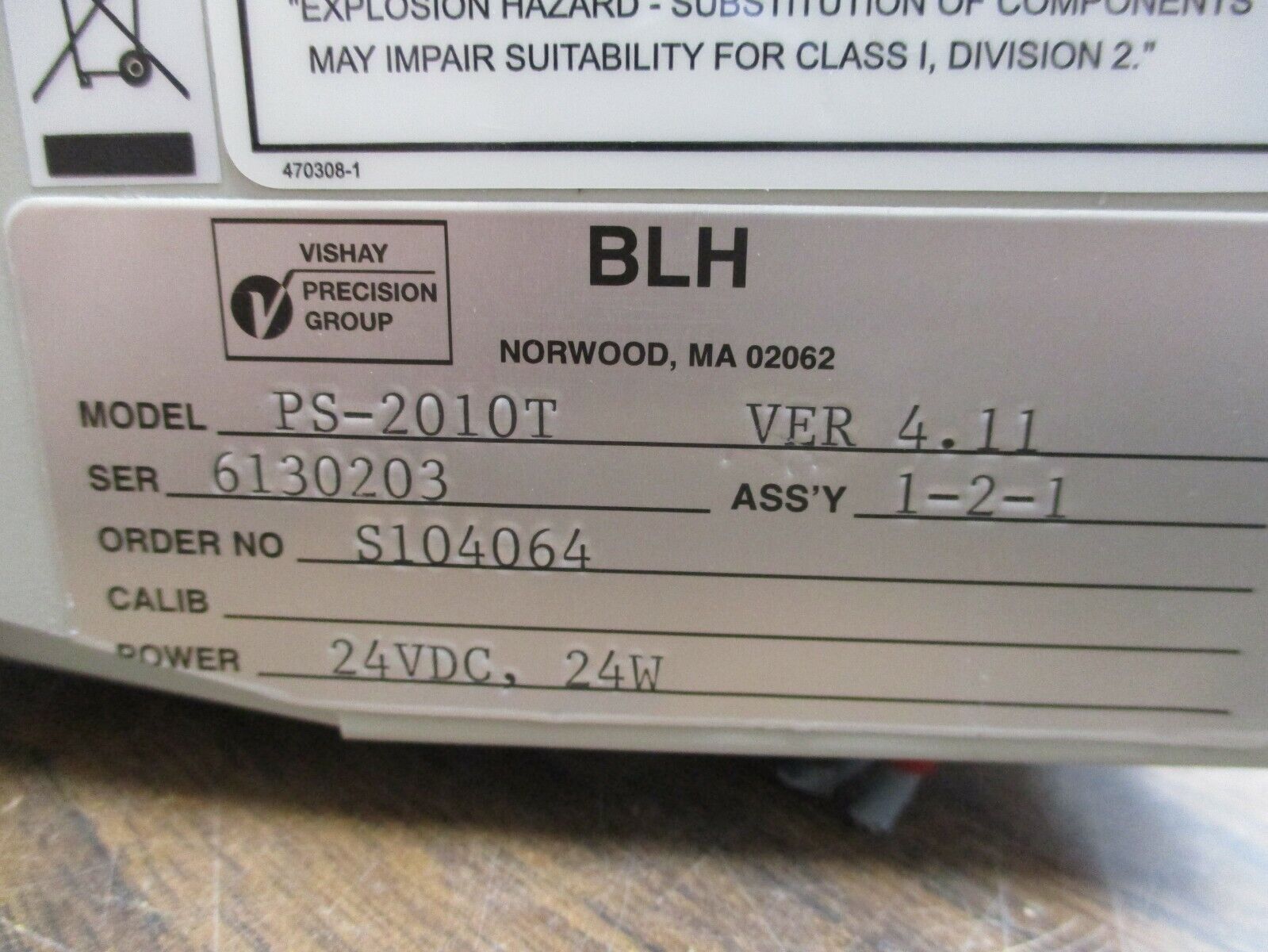 Vishay BLH Transmitter PS-2010T Ver. 4.11 24VDC 24W Used