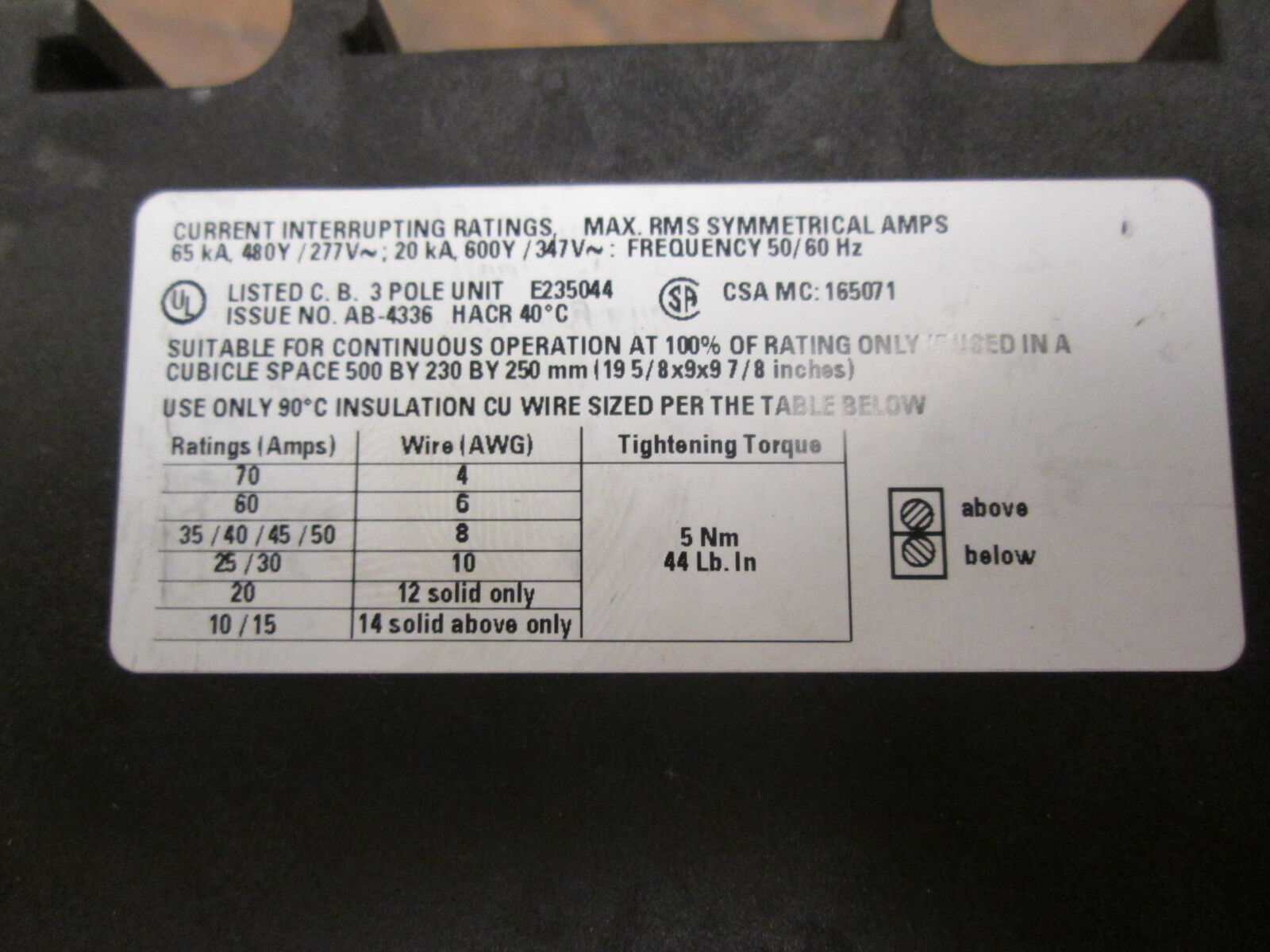 Siemens Sirius Motor Protector 3RV1742-5FD10 35A 600V w/ Aux Contact Used