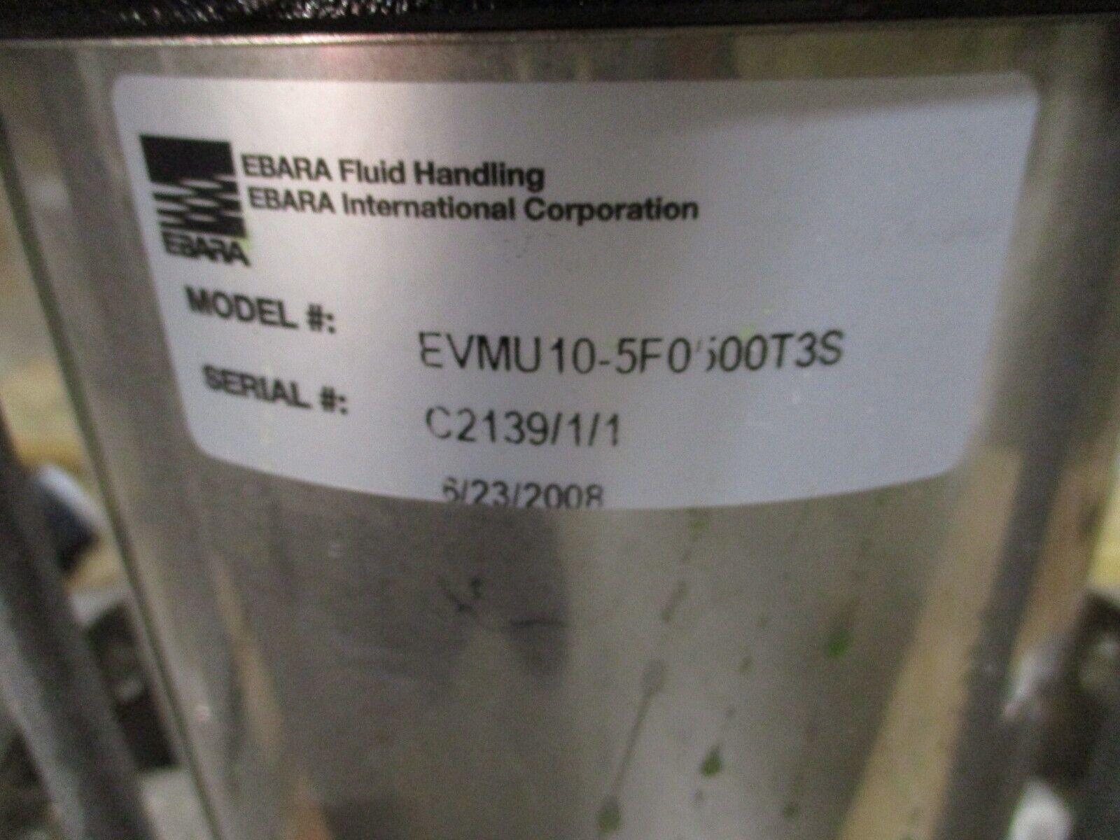 Ebara Stainless Steel Vertical Pump EVMU10-5F0F00T3S 5HP 3600RPM 208-230/460V