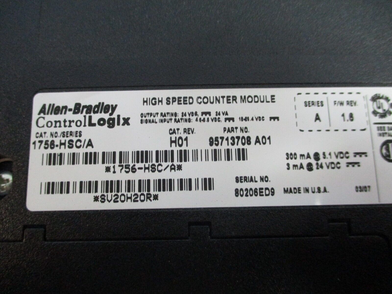 Allen-Bradley ControlLogix High Speed Counter Module 1756-HSC Ser. A Rev. H01