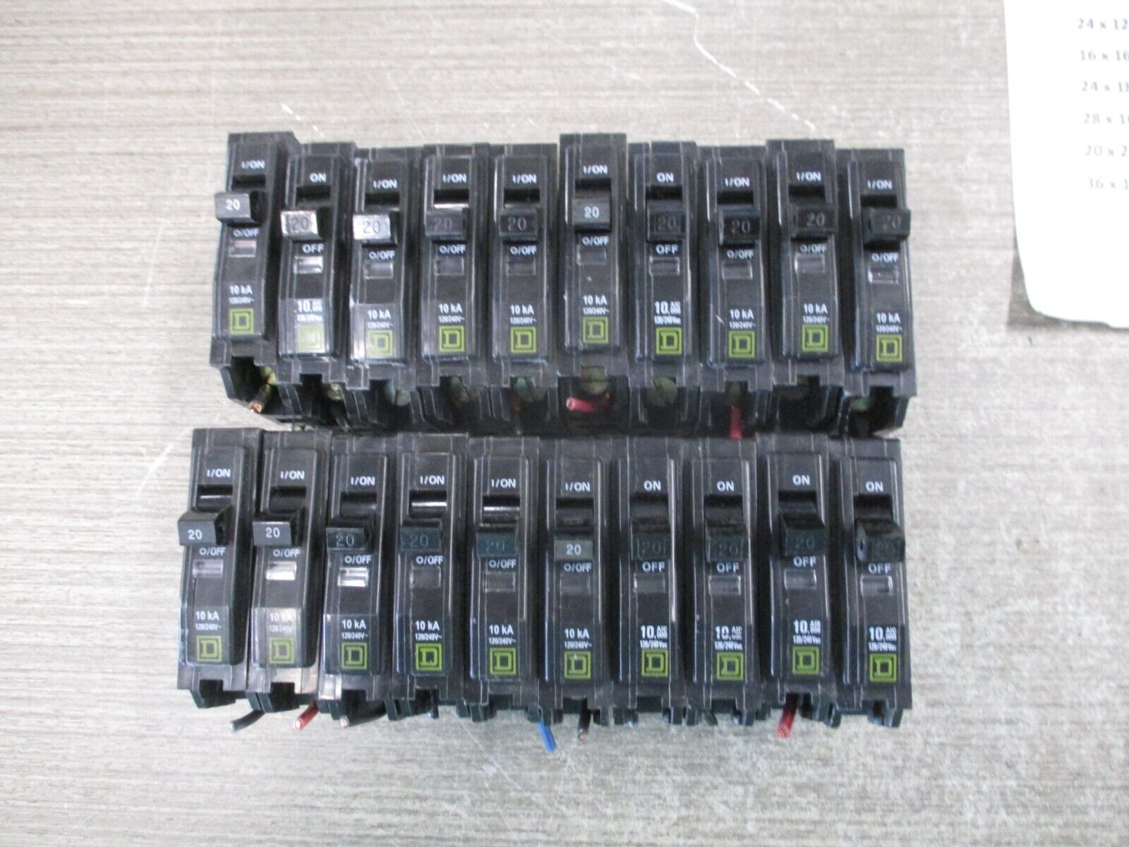 Square D Clip-On Circuit Breaker QO120 20A 120/240V 1P *Lot of 20* Used