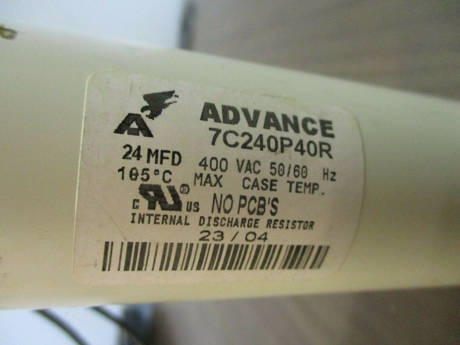 Advance Capacitor 7C240P40R 24MFD 400VAC 50/60Hz Used