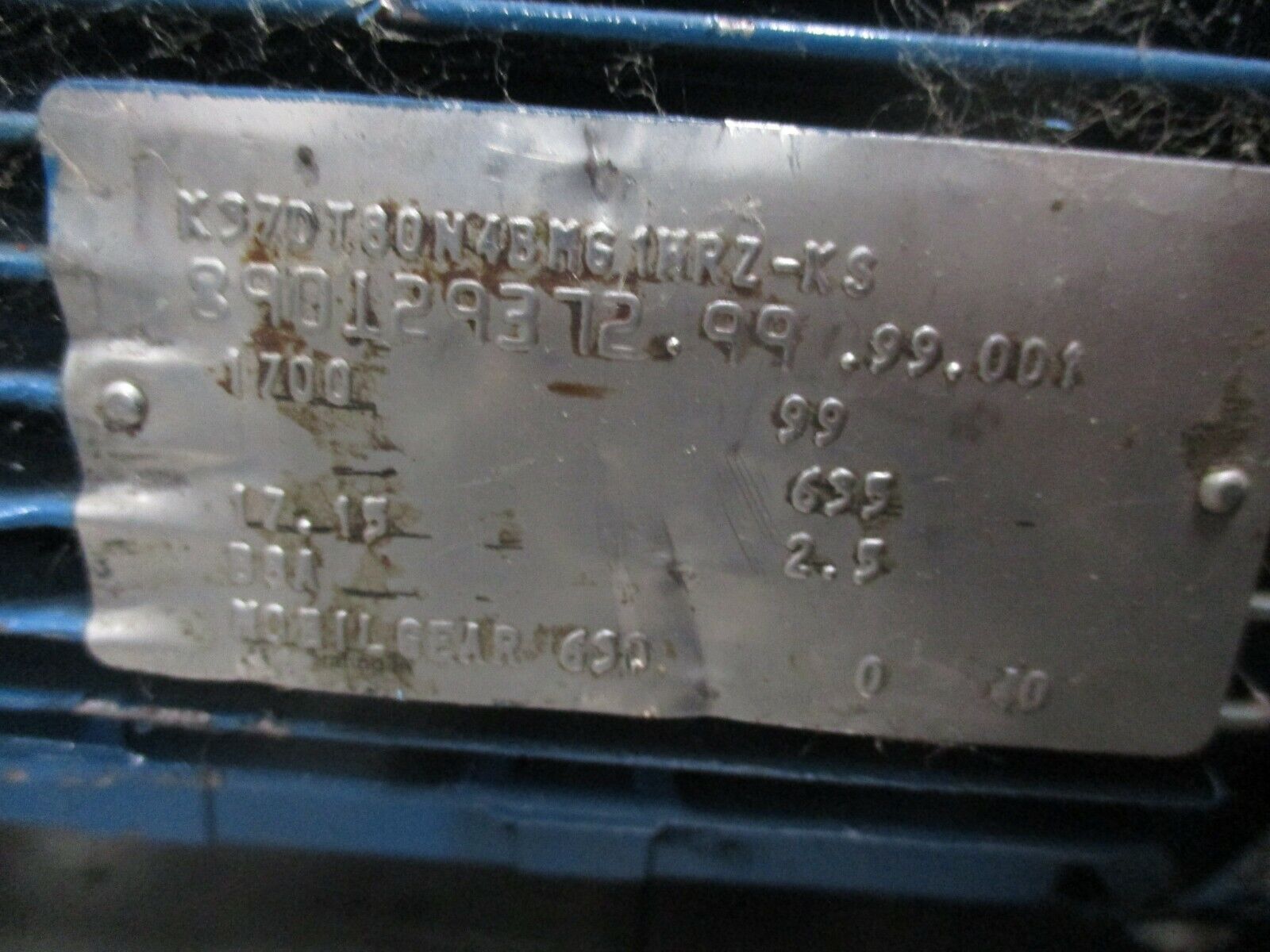 Sew-Eurodrive Gearmotor K97DT80N4BM61HRZ-KS 1700RPM Ratio 17.15:1 Used