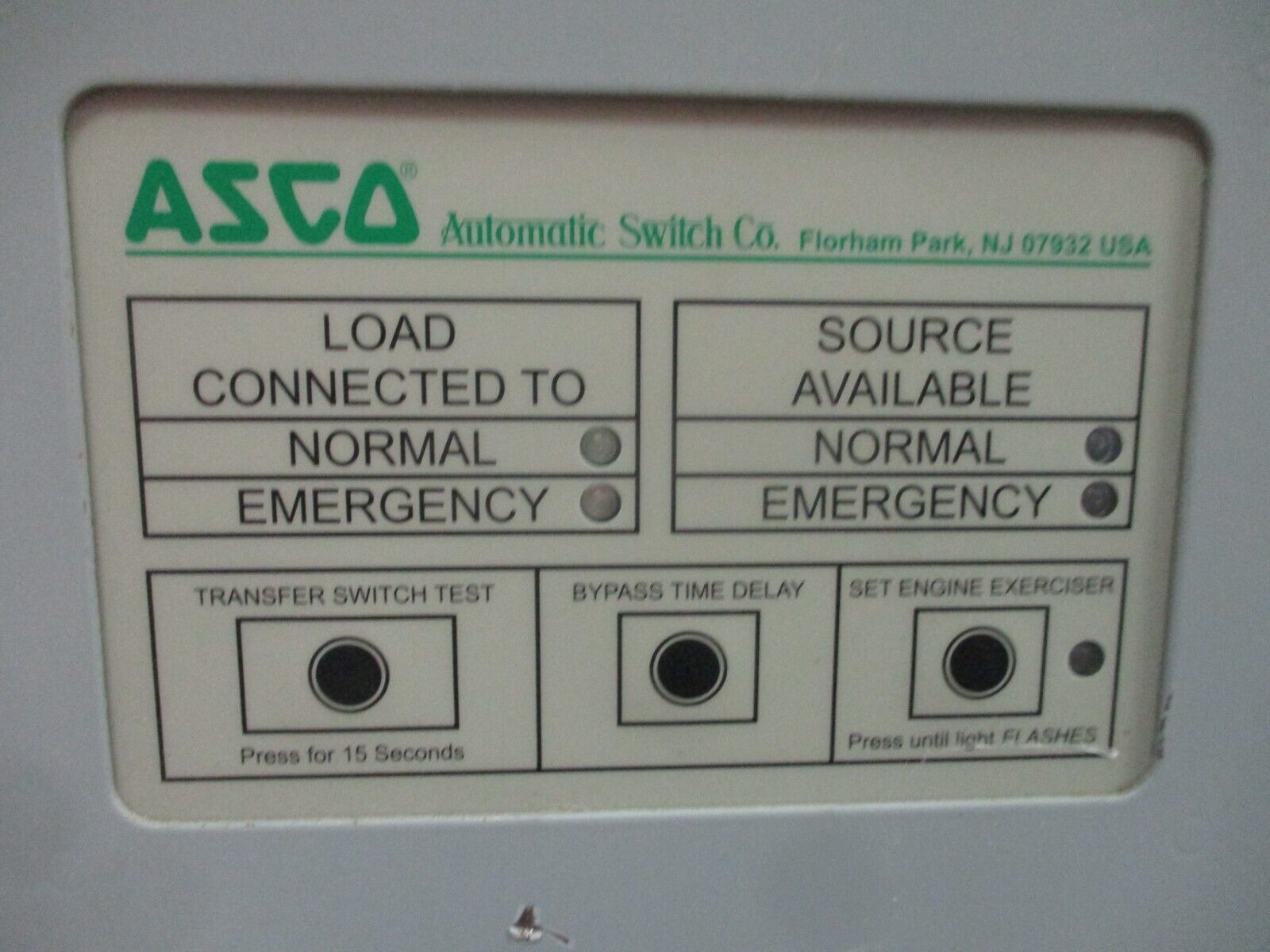 Asco Series 300 Automatic Transfer Switch A300310491XC 104A 480V 60Hz 3Ph Used
