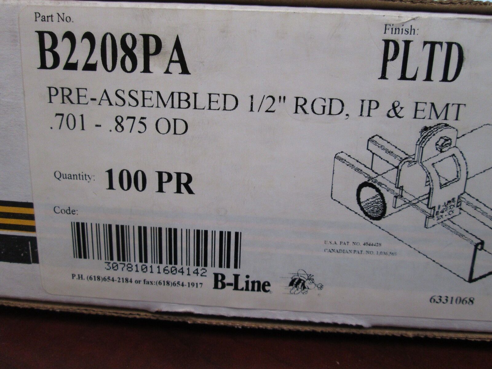 B-Line Pre-Assembled 1/2" Hangers B2208PA .701-.875 *Aprox 75* New Surplus