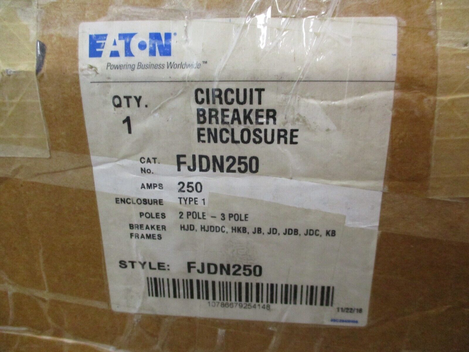 Eaton Enclosed Circuit Breaker HJD3250F 150A Trip 3P 600V FJDN250 Enclosure