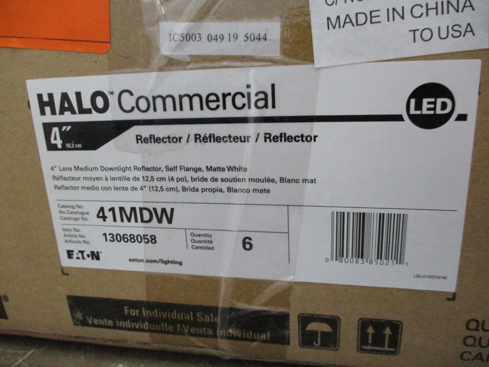 Eaton Halo Commercial Medium Downlight Reflector 41MDW 4" Lens Self Flange
