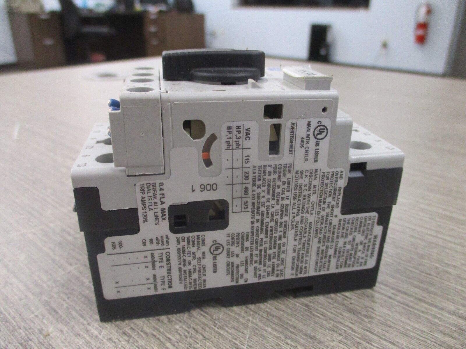 Allen-Bradley Manual Motor Protector 140M-C2E-A40 Ser. C Trip: 0.25-0.4A Used