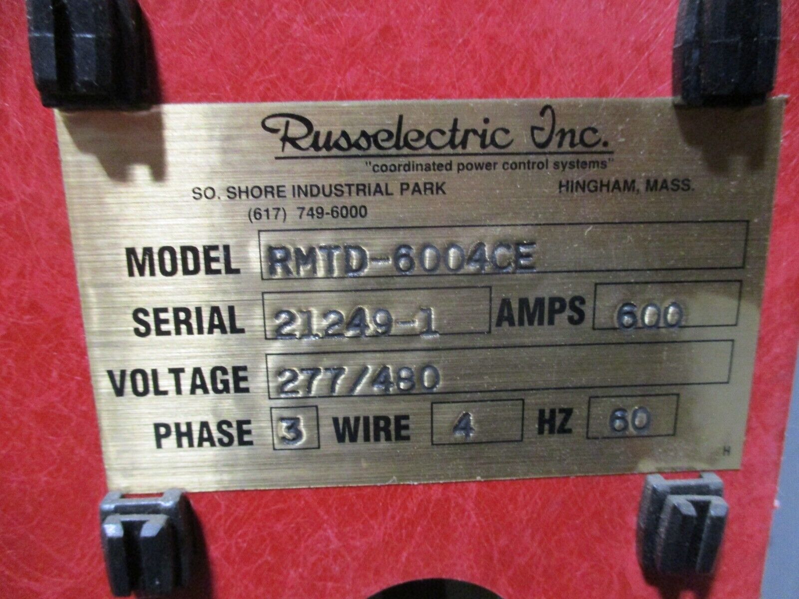 Russelectric Automatic Transfer Switch RMTD-6004CE 600A 277/480V 3Ph 4W 60Hz