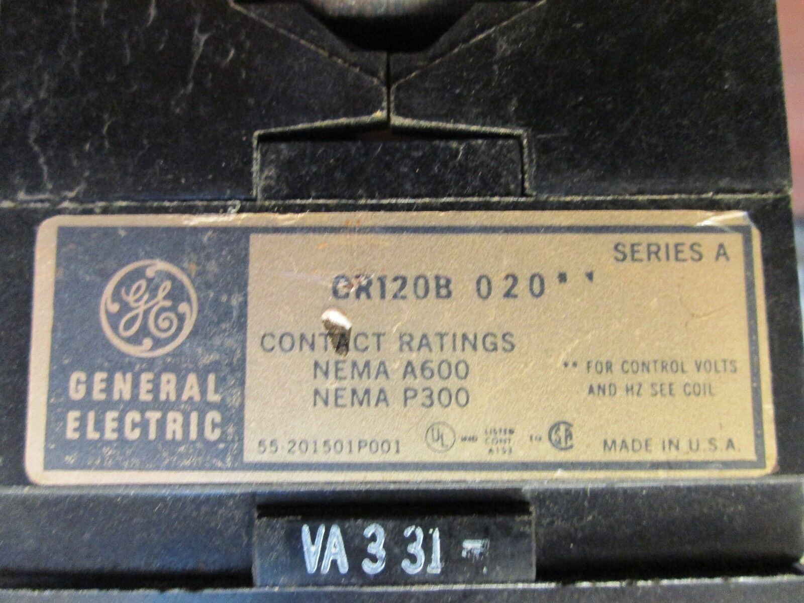 GE Relay CR120B 020 with CR120BX3 120V Coil 600V Used