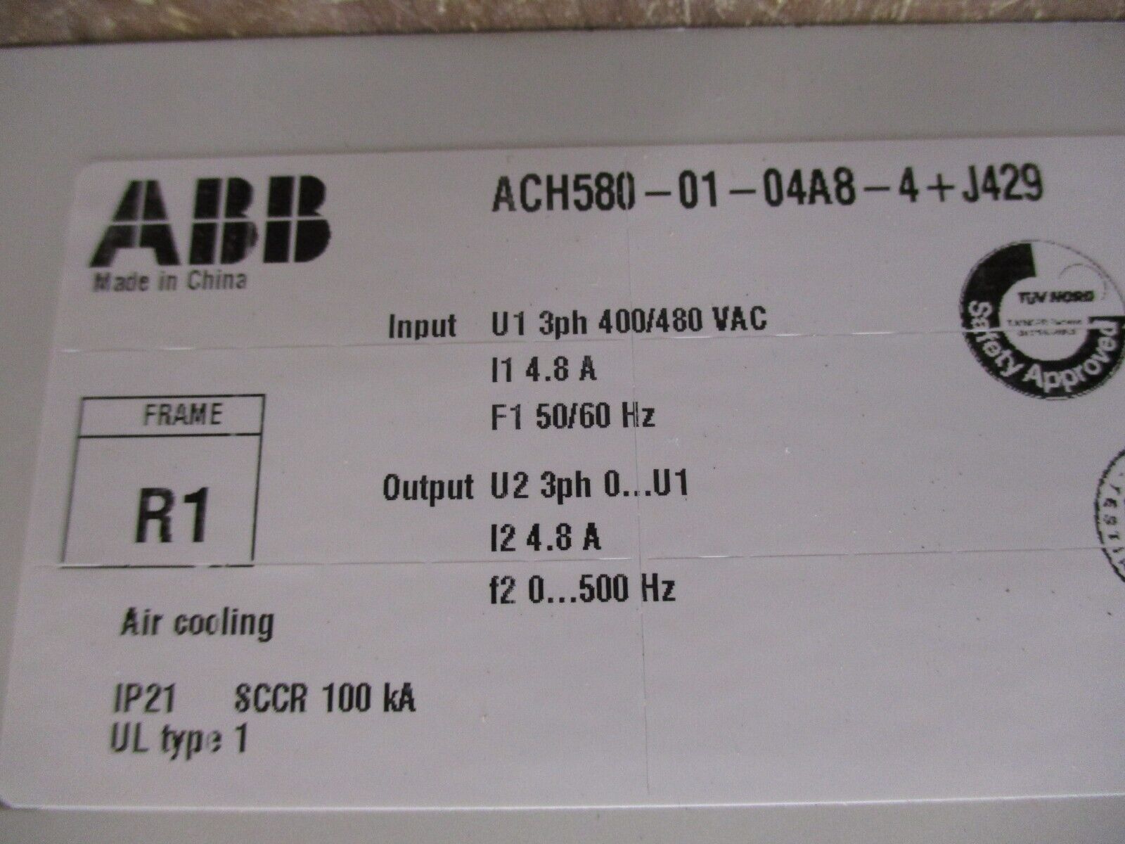 ABB ACH580 AC Drive ACH580-01-04A8-4+J429 3HP 3Ph w/ Keypad Used
