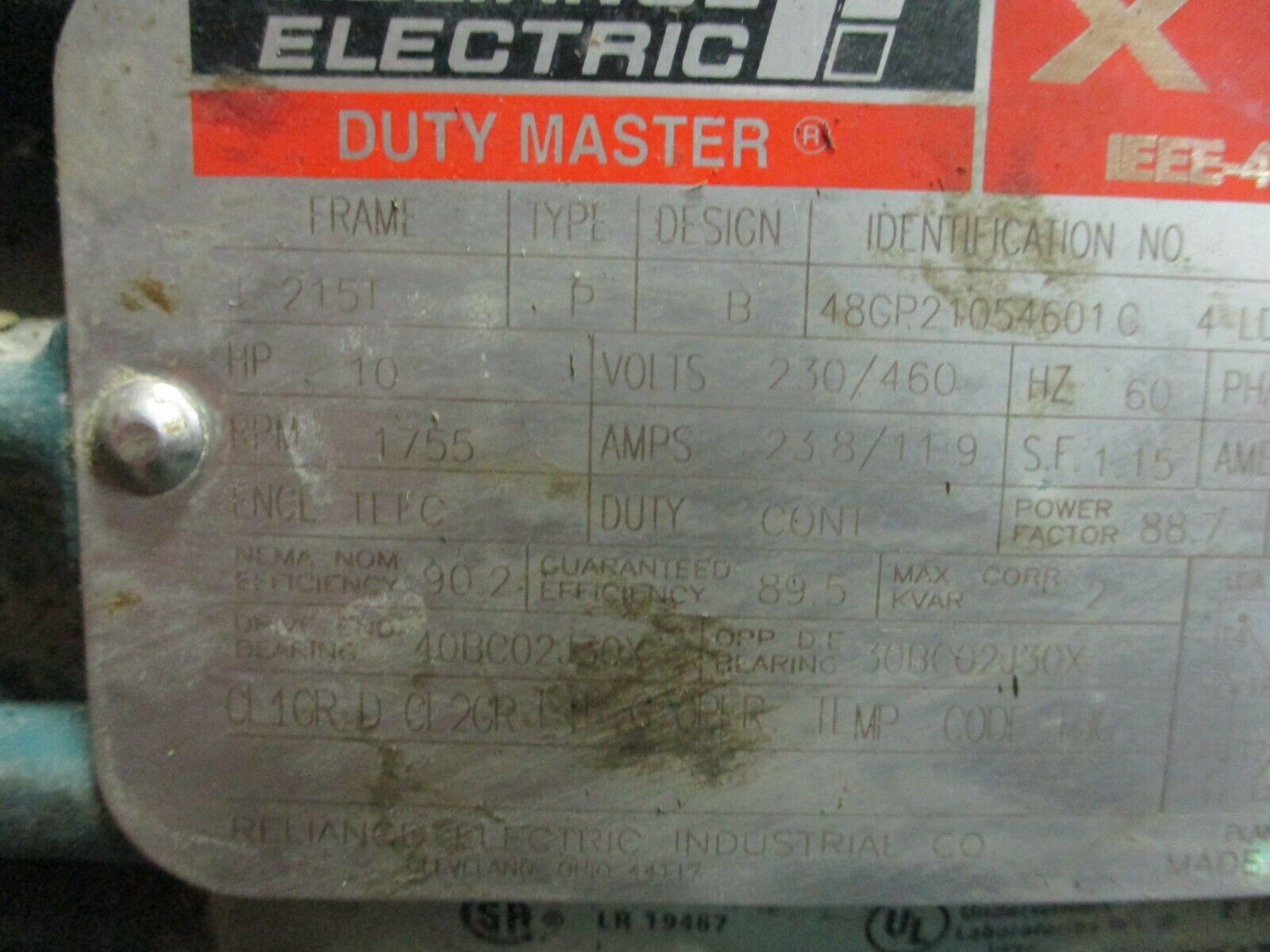Reliance Duty Master XEX Hazardous Location AC Motor P21G0546G 10HP 1800RPM Used