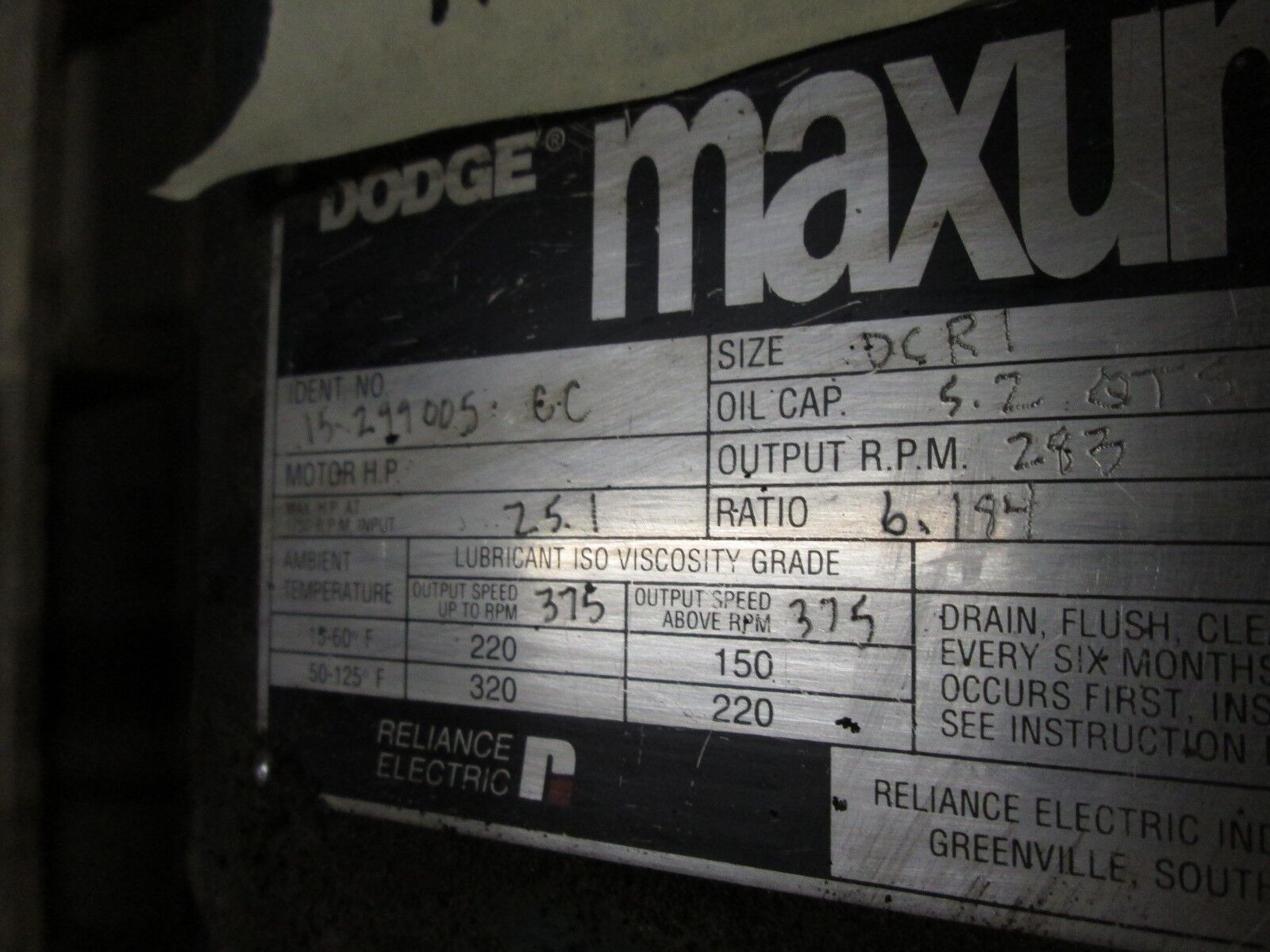 Dodge Maxum DCR 1 6.184 Ratio 25.1 HP 283 Output RPMs Used